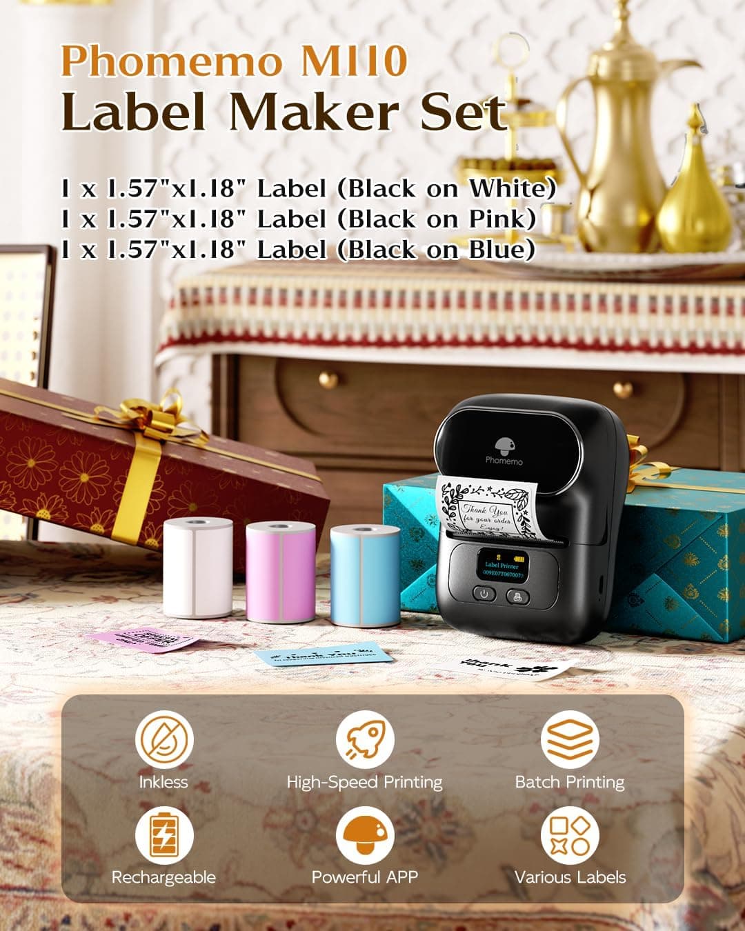 لیبلپرینتر Phomemo بلوتوثی با قابلیت چاپ بارکد مدل M110 لیبلپرینتر Phomemo بلوتوثی با قابلیت چاپ بارکد مدل M110