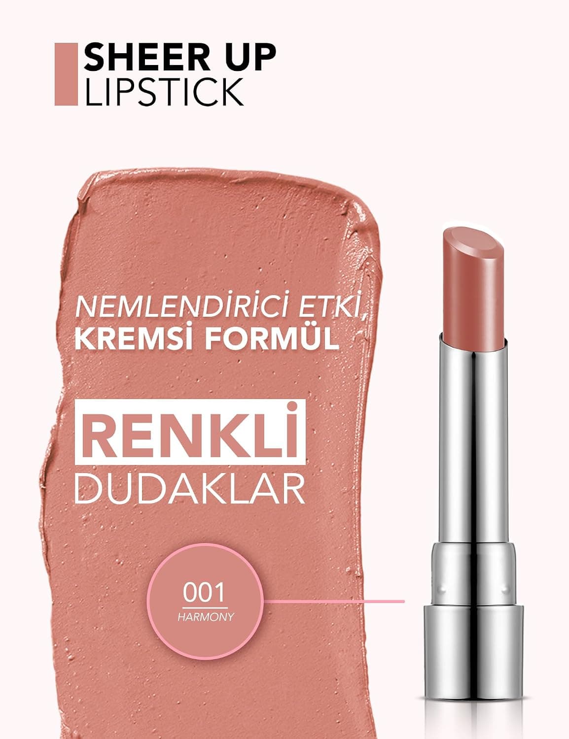 رژ لب Flormar نیمهشفاف مرطوبکننده Sheer Up مدل 001 Harmony رژ لب Flormar نیمهشفاف مرطوبکننده Sheer Up مدل 001 Harmony