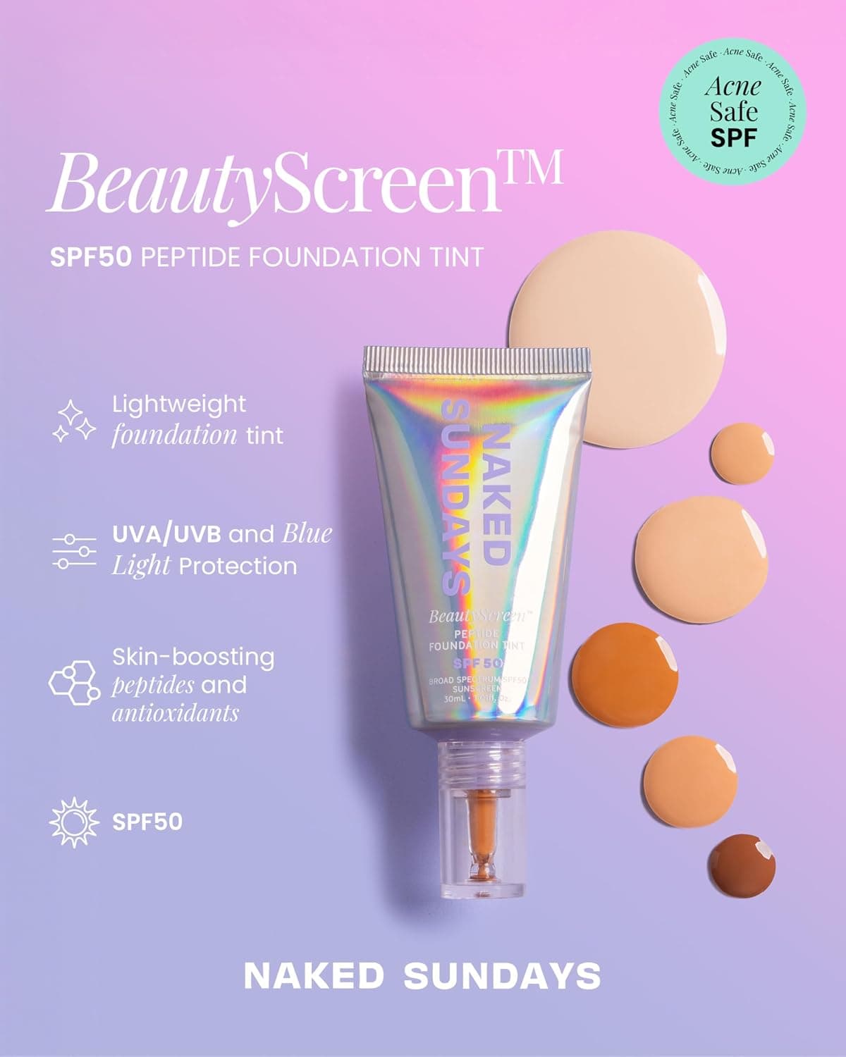 کرم پودر تینت Naked Sundays BeautyScreen Peptide SPF50 رنگ 2.5 روشن خنثی کرم پودر تینت Naked Sundays BeautyScreen Peptide SPF50 رنگ 2.5 روشن خنثی