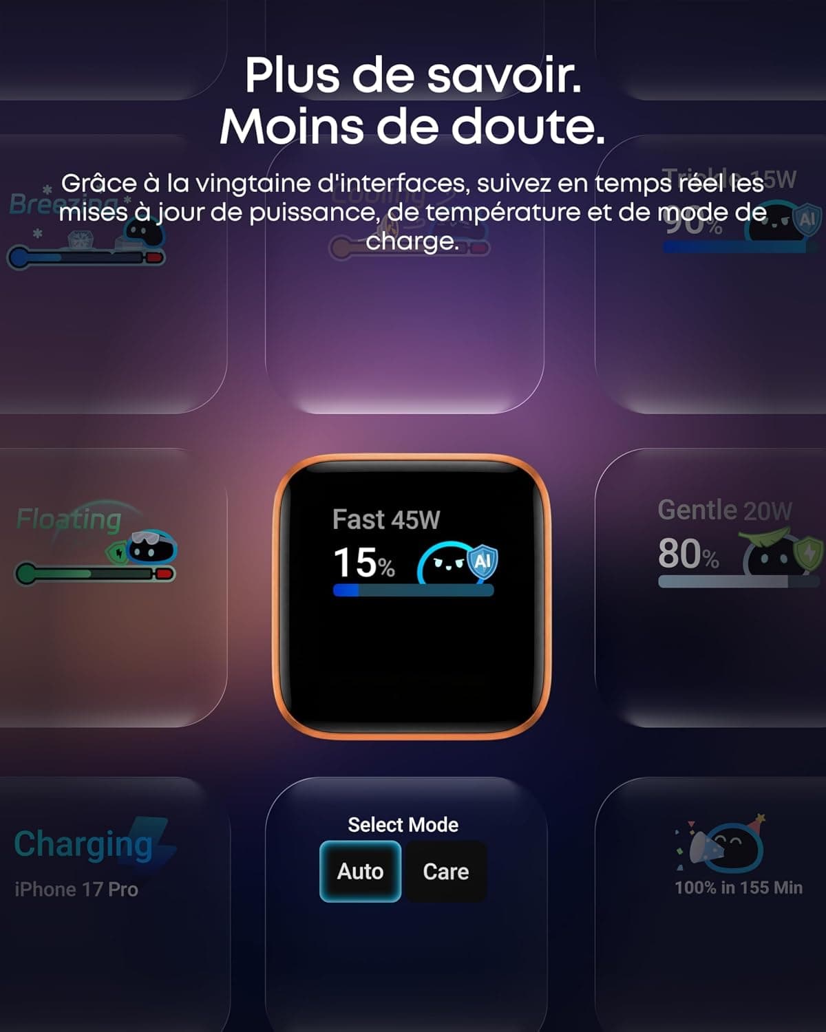 شارژر Anker 45W Nano Smart Display با پورت USB C بدون کابل شارژر Anker 45W Nano Smart Display با پورت USB C بدون کابل