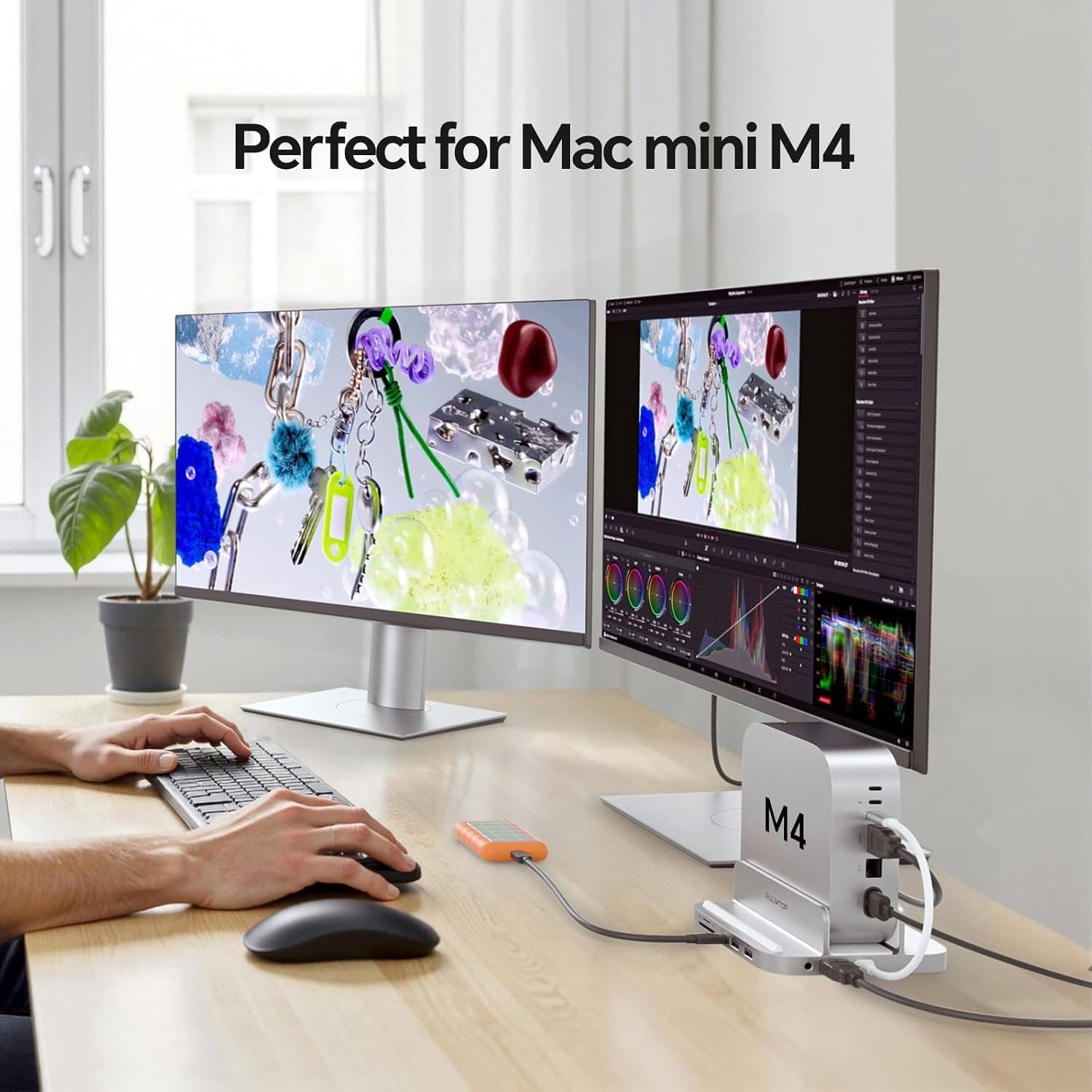 داک عمودی USB-C PULWTOP آلومینیومی با SSD M.2 4TB برای Mac mini M4 داک عمودی USB-C PULWTOP آلومینیومی با SSD M.2 4TB برای Mac mini M4