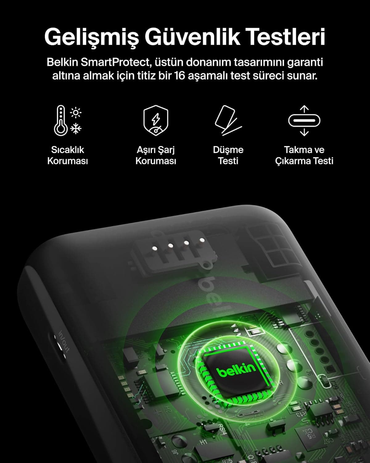 پاوربانک Belkin 20K با کابل داخلی، شارژ سریع 30 W، USB-C، مشکی پاوربانک Belkin 20K با کابل داخلی، شارژ سریع 30 W، USB-C، مشکی