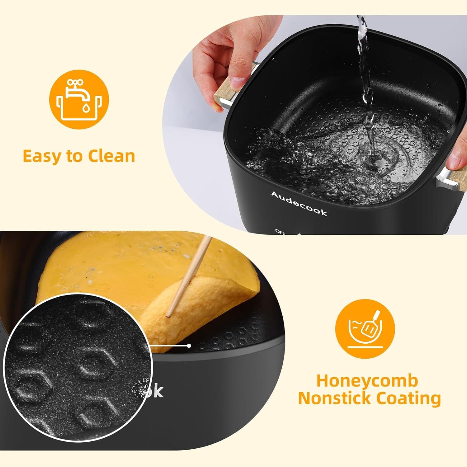 هات پات برقی قابل حمل Audecook 2.5L با پوشش نچسب مشکی هات پات برقی قابل حمل Audecook 2.5L با پوشش نچسب مشکی