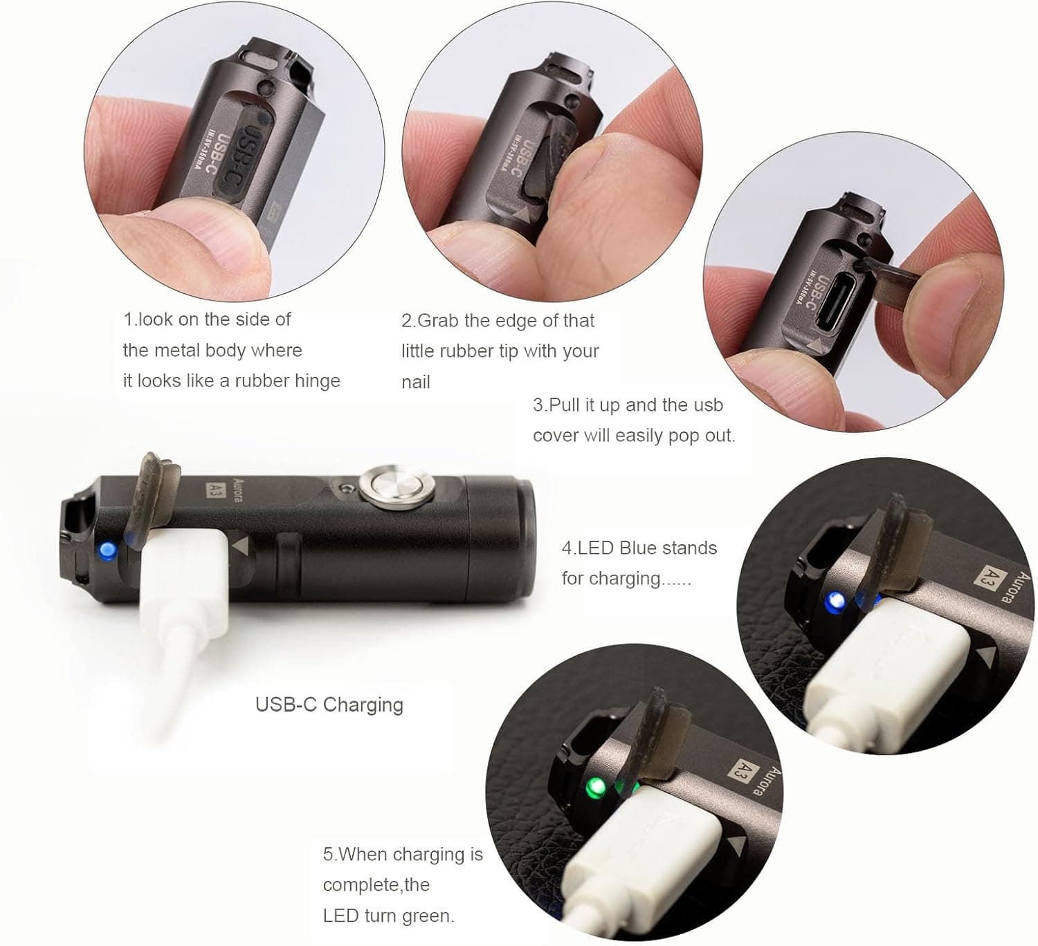 چراغقوه جاکلیدی RovyVon با روشنایی 650 Lumens، شارژی USB C، مقاوم در برابر آب، مدل A3 Gen 4، خاکستری تفنگی چراغقوه جاکلیدی RovyVon با روشنایی 650 Lumens، شارژی USB C، مقاوم در برابر آب، مدل A3 Gen 4، خاکستری تفنگی