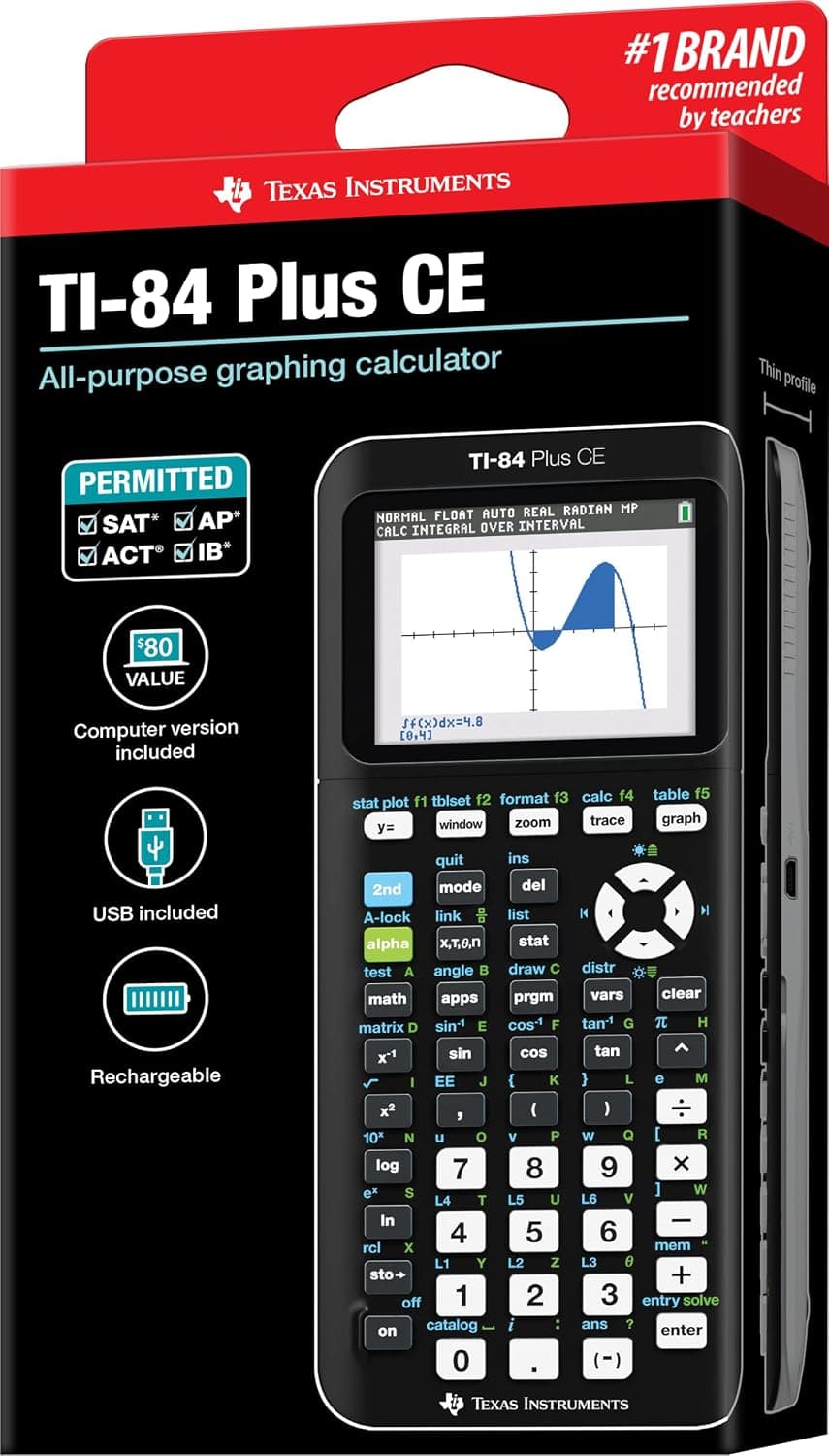 ماشینحساب نموداری TEXAS INSTRUMENTS مشکی 7.5 Inch مدل TI-84 Plus CE ماشینحساب نموداری TEXAS INSTRUMENTS مشکی 7.5 Inch مدل TI-84 Plus CE