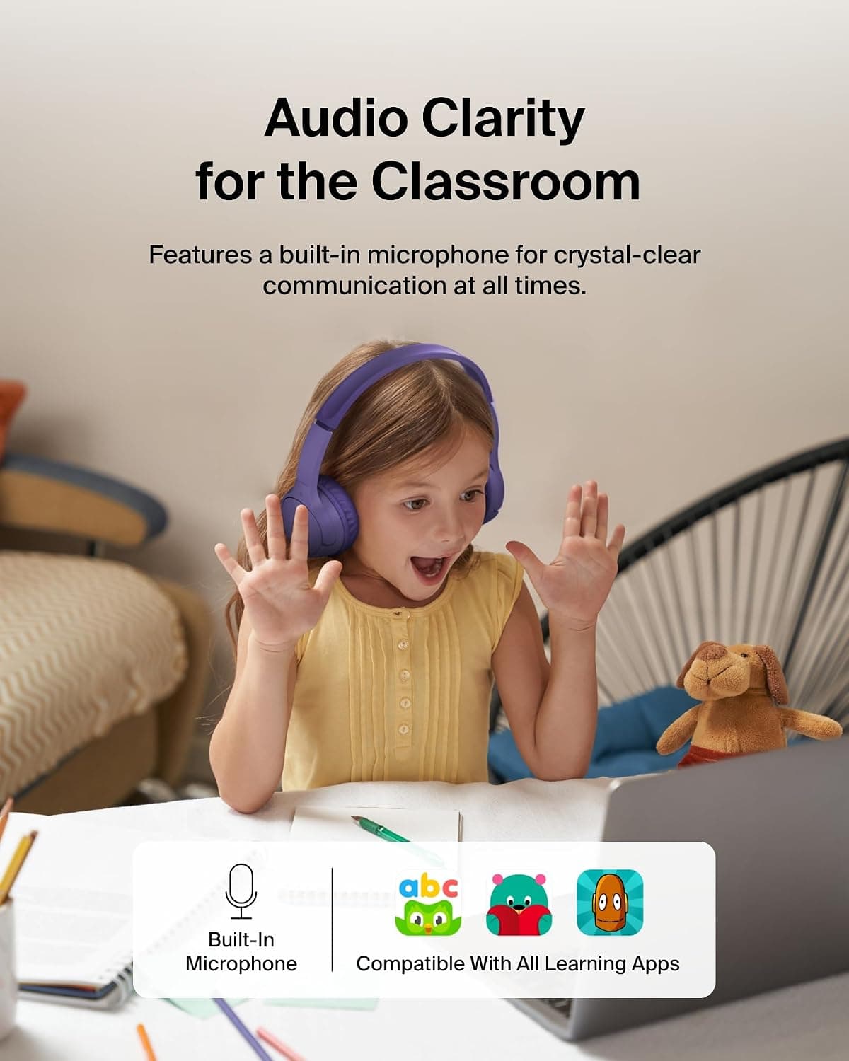 هدفون بیسیم کودکانه Belkin مدل SoundForm Mini با میکروفون داخلی بنفش هدفون بیسیم کودکانه Belkin مدل SoundForm Mini با میکروفون داخلی بنفش