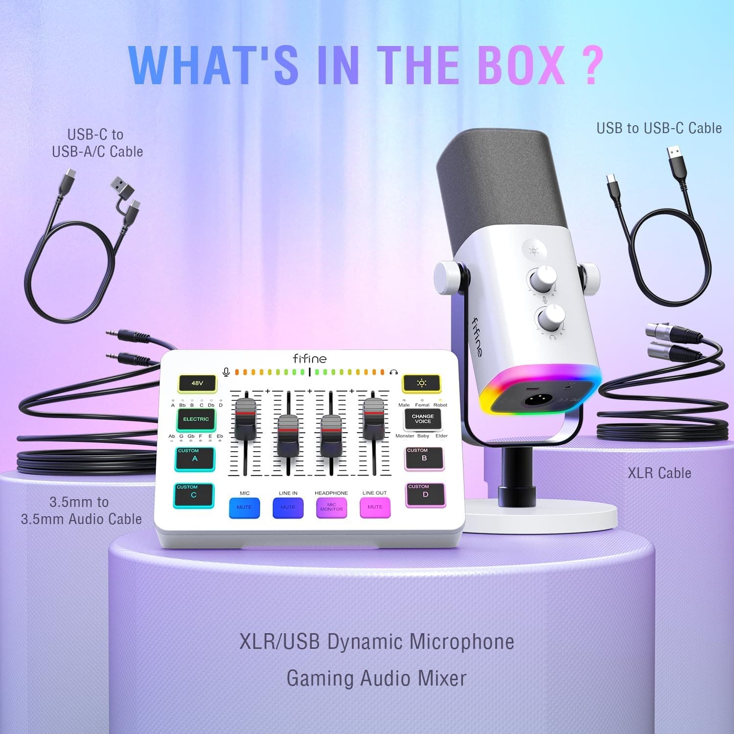 ست تجهیزات استریم FIFINE با میکروفون XLR/USB مدل AmpliGame KS5W ست تجهیزات استریم FIFINE با میکروفون XLR/USB مدل AmpliGame KS5W