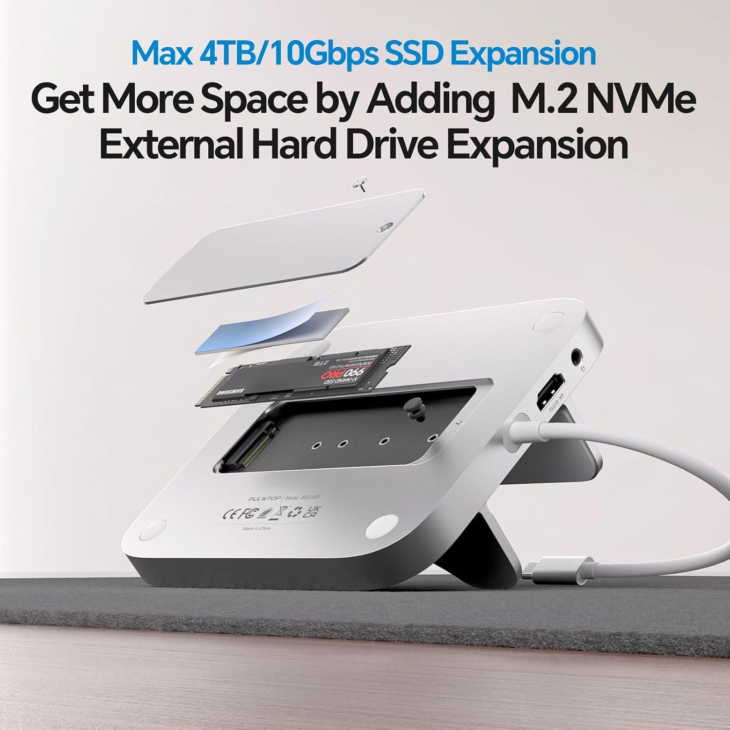 داک عمودی USB-C PULWTOP آلومینیومی با SSD M.2 4TB برای Mac mini M4 داک عمودی USB-C PULWTOP آلومینیومی با SSD M.2 4TB برای Mac mini M4
