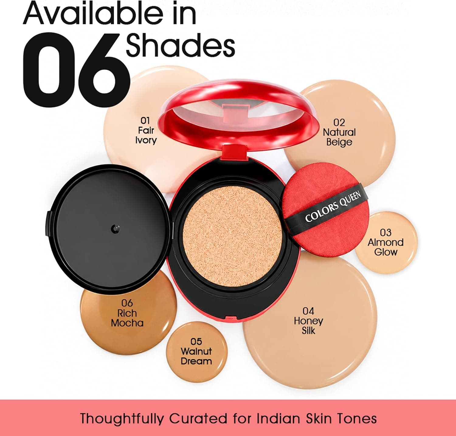 کوشن فاندیشن Colors Queen پوشش کامل فینیش ساتن مدل 02 بژ طبیعی کوشن فاندیشن Colors Queen پوشش کامل فینیش ساتن مدل 02 بژ طبیعی