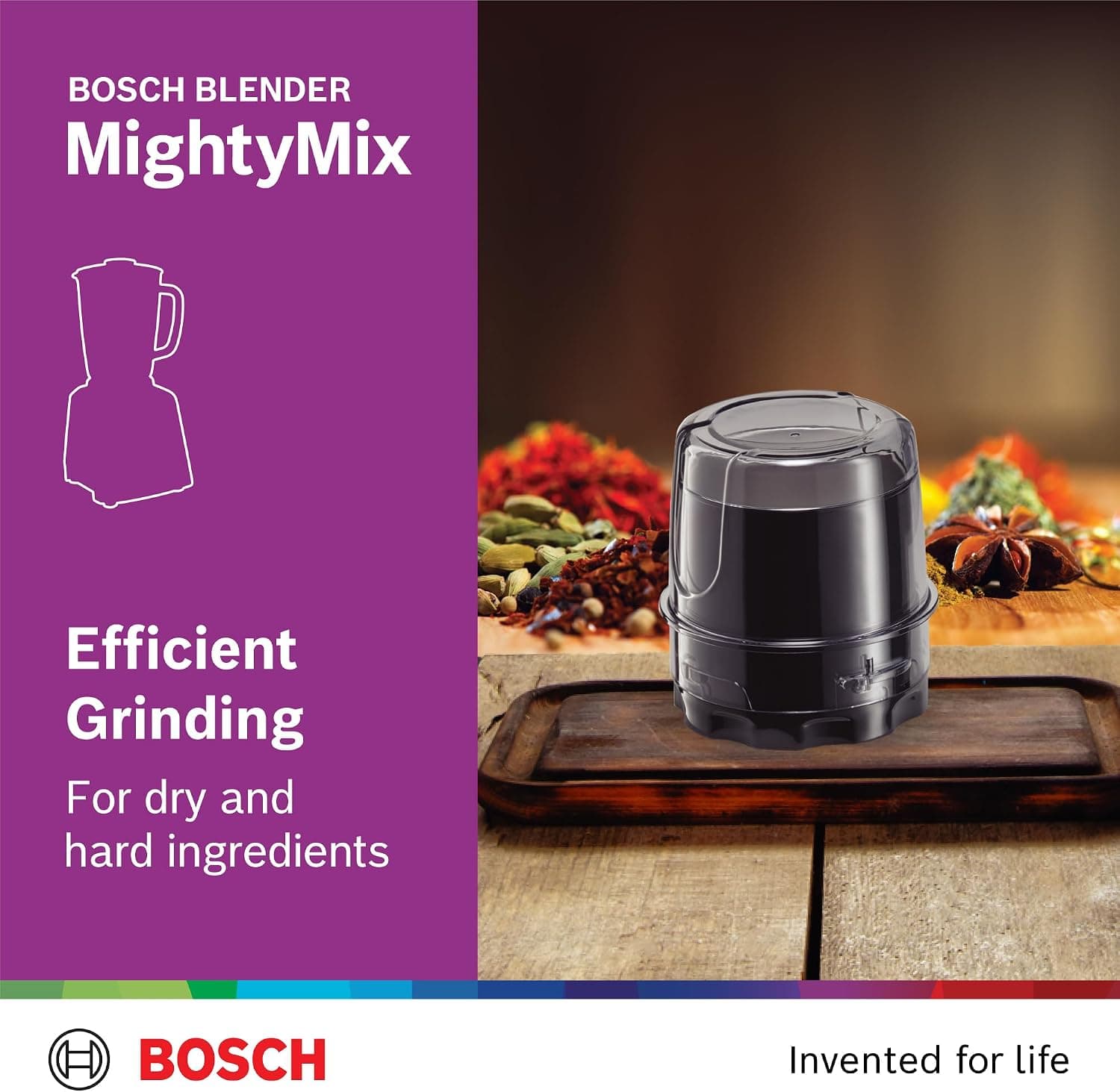 مخلوطکن BOSCH 600 W 1500 ml با فیلتر اسموتی و آسیاب مدل Mightymixx مخلوطکن BOSCH 600 W 1500 ml با فیلتر اسموتی و آسیاب مدل Mightymixx