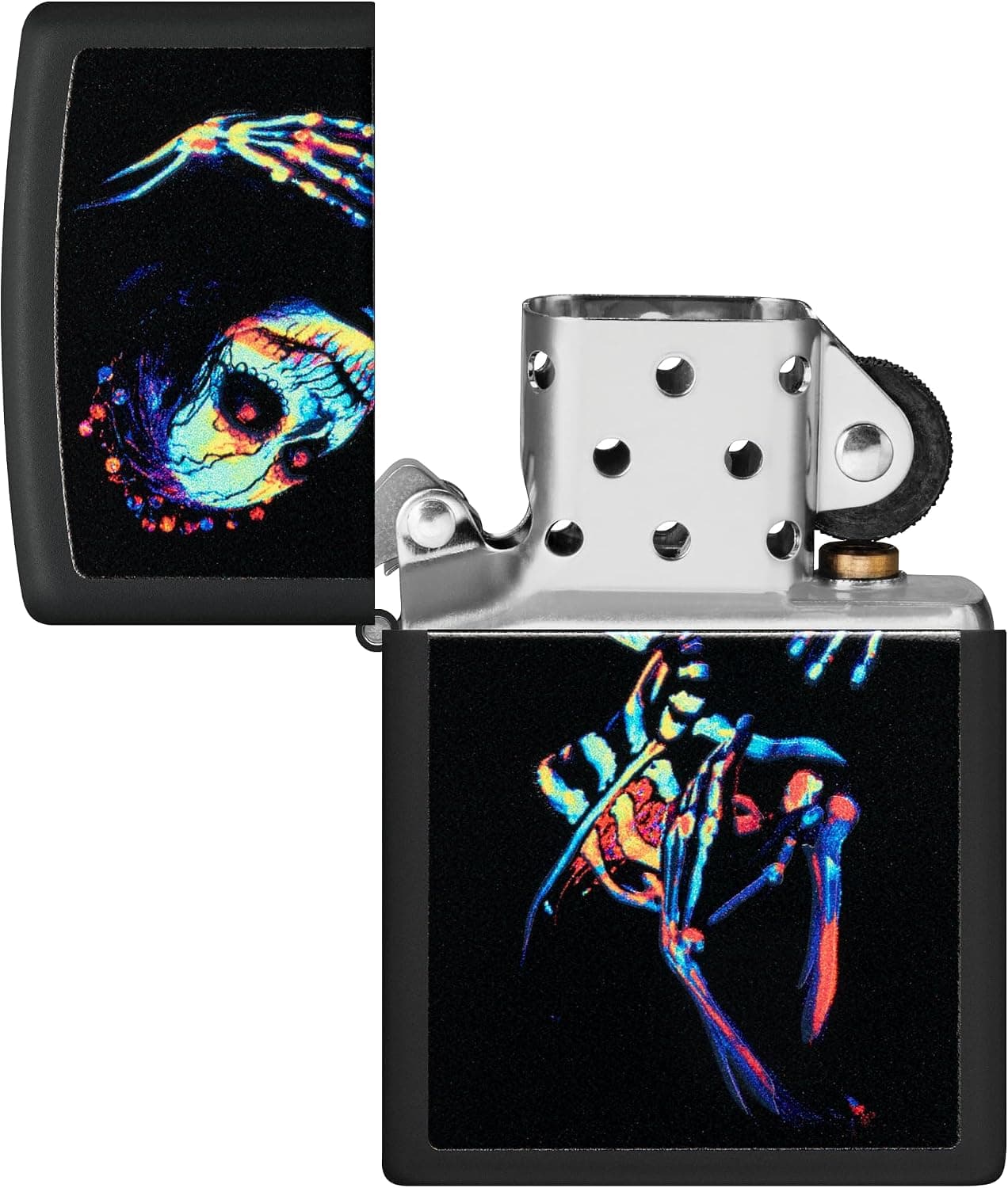فندک Zippo بادگیر اسکلت UV مشکی مات فندک Zippo بادگیر اسکلت UV مشکی مات
