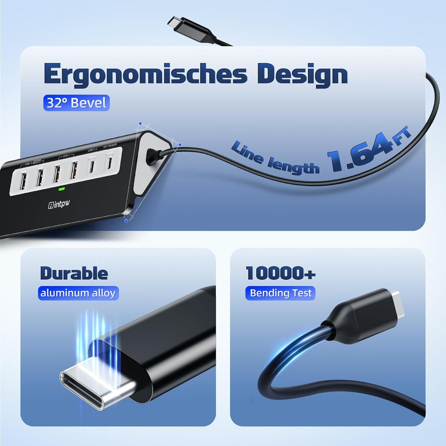 هاب USB-C intpw 9 در 1 با HDMI 4K@60Hz و PD 100W هاب USB-C intpw 9 در 1 با HDMI 4K@60Hz و PD 100W