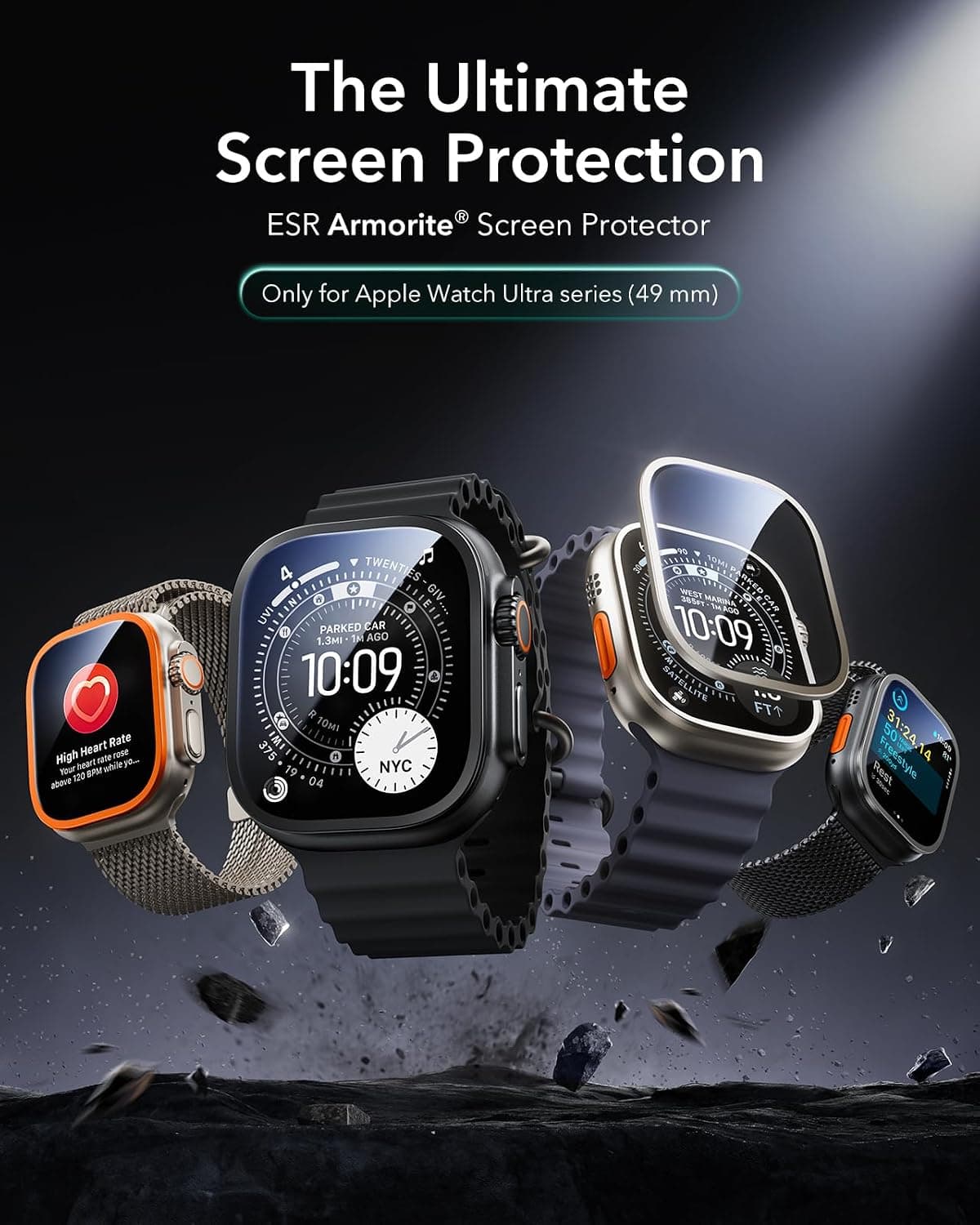 محافظ صفحه نمایش ESR Armorite برای Apple Watch Ultra 4 2026/3/2/Ultra محافظ صفحه نمایش ESR Armorite برای Apple Watch Ultra 4 2026/3/2/Ultra