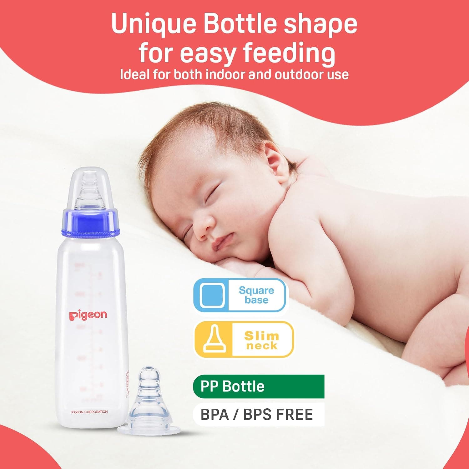 شیشه شیر کودک Pigeon انعطافپذیر بدون BPA و BPS آبی 240 ml شیشه شیر کودک Pigeon انعطافپذیر بدون BPA و BPS آبی 240 ml