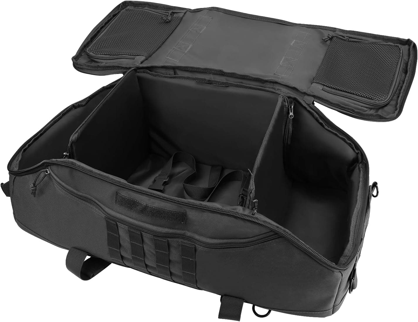 ساک دافل بزرگ 65L سهکاره Hannibal Tactical با کولهپشتی MOLLE مشکی ساک دافل بزرگ 65L سهکاره Hannibal Tactical با کولهپشتی MOLLE مشکی