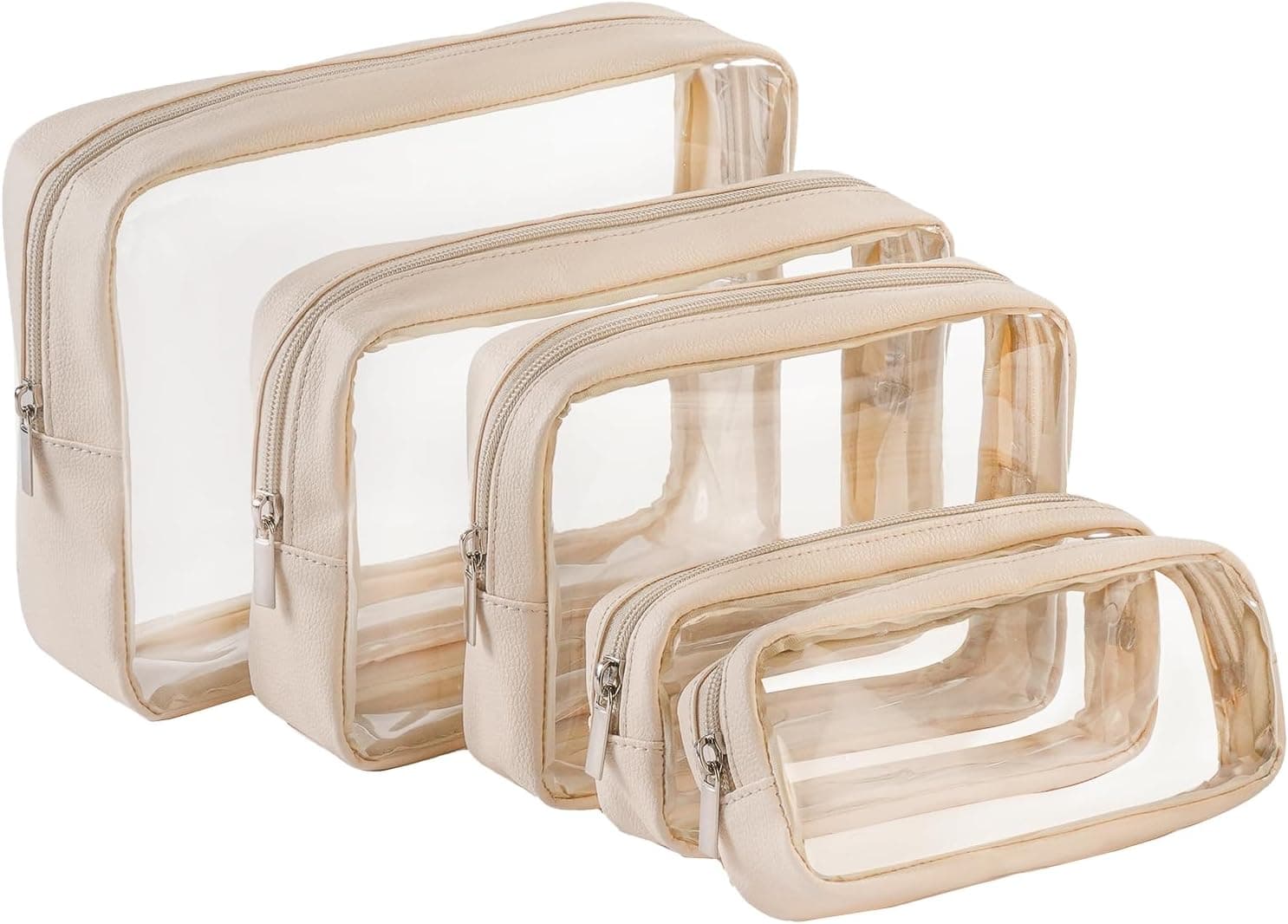 ست کیف نظمدهنده پوشک کودک 5 تکه Remobia Hicol شفاف ضدآب TPU مورد تأیید TSA چرم کرم ست کیف نظمدهنده پوشک کودک 5 تکه Remobia Hicol شفاف ضدآب TPU مورد تأیید TSA چرم کرم