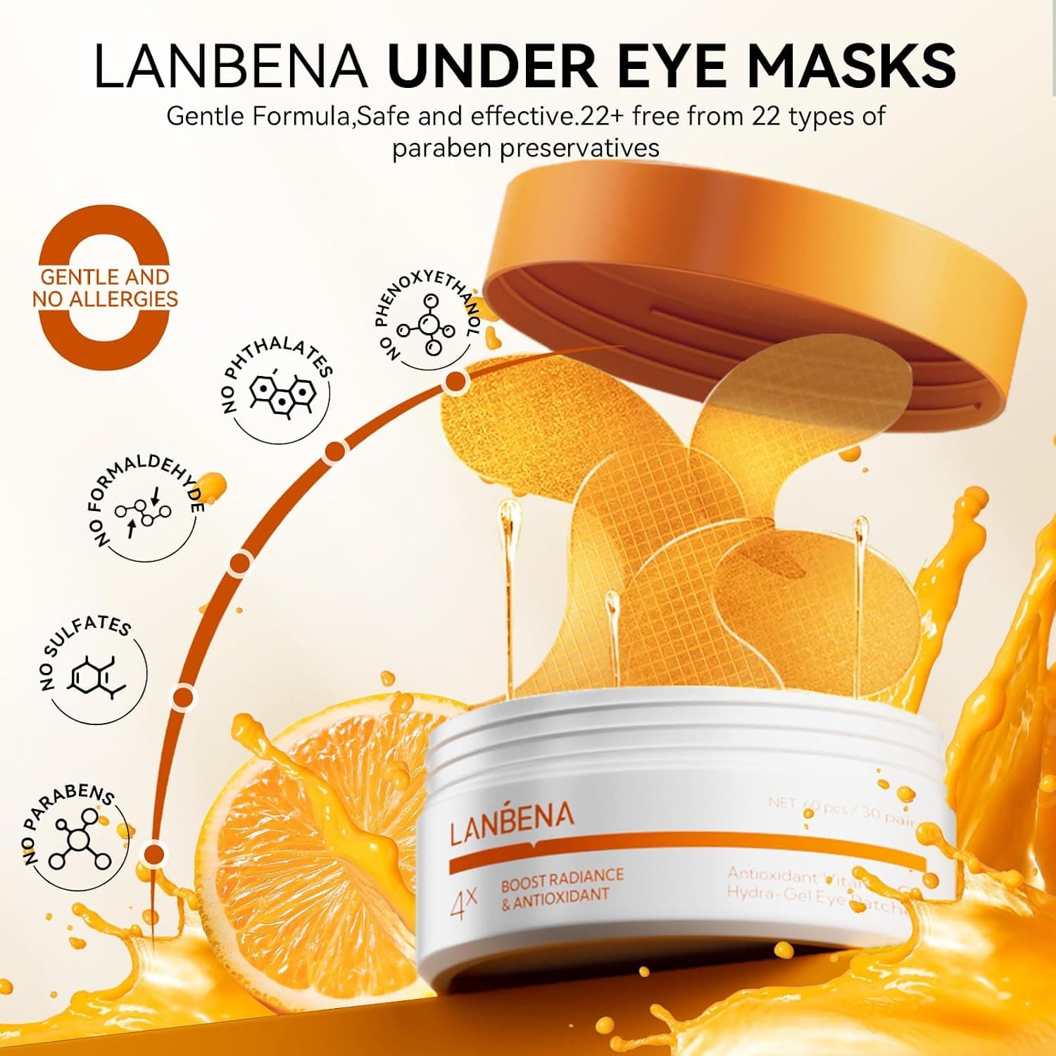 پچ زیر چشم ژلماسک ویتامین C LANBENA، 30 جفت پچ زیر چشم ژلماسک ویتامین C LANBENA، 30 جفت