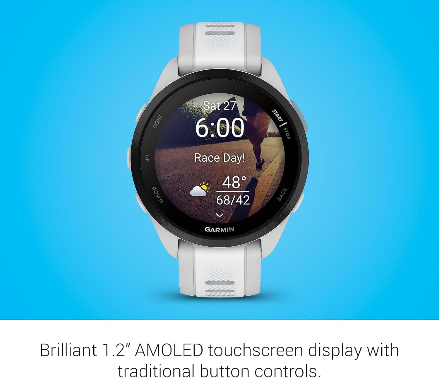 ساعت ورزشی GPS دوندگان Garmin Forerunner 165-43mm خاکستری مهآلود/سفیدسنگی با نمایشگر AMOLED رنگی ساعت ورزشی GPS دوندگان Garmin Forerunner 165-43mm خاکستری مهآلود/سفیدسنگی با نمایشگر AMOLED رنگی