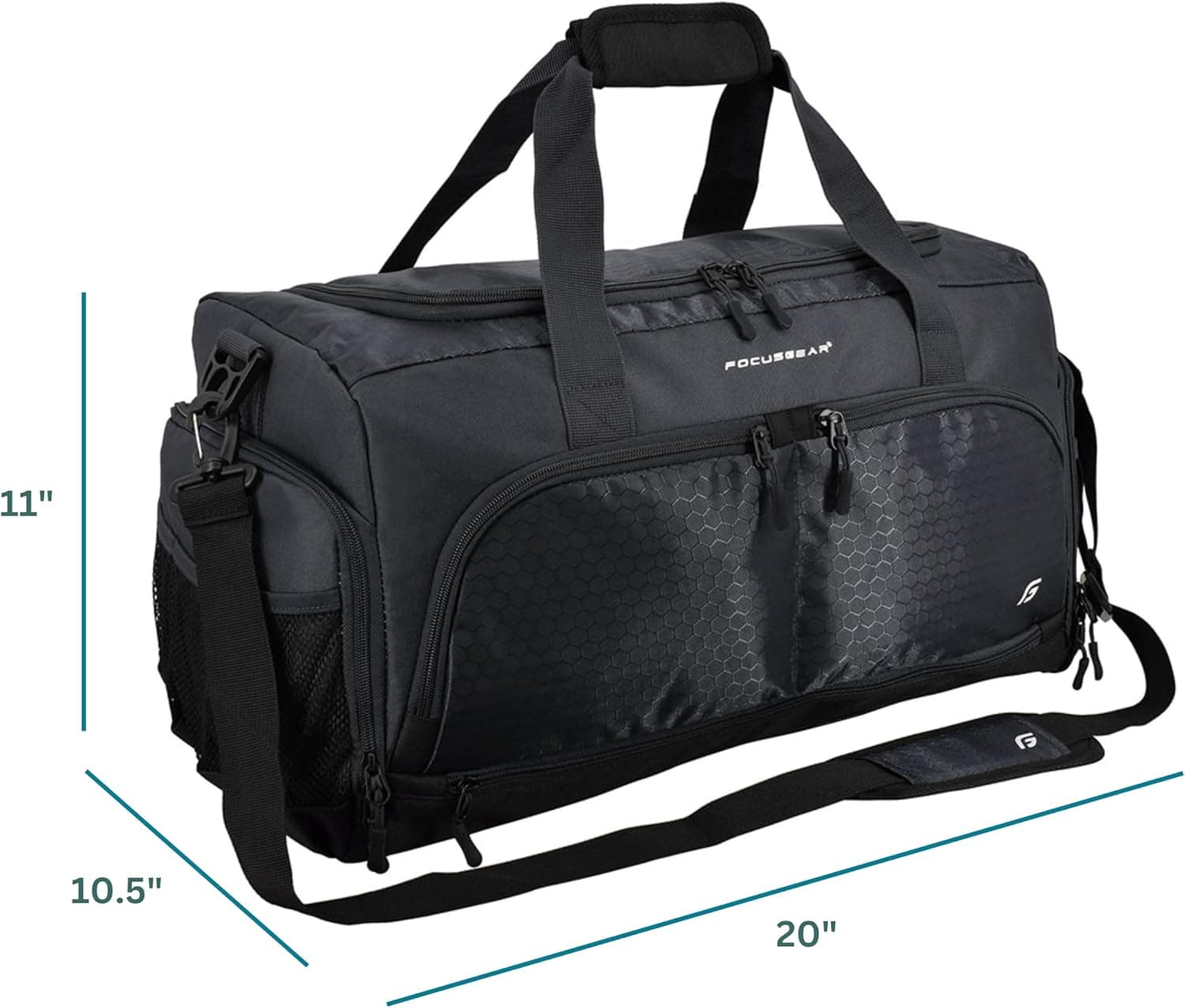 ساک ورزشی FocusGear سبز با 10 محفظه و کیفچه مقاوم در برابر آب مدل 2.0، 11.5"H x 10.5"W x 20"L ساک ورزشی FocusGear سبز با 10 محفظه و کیفچه مقاوم در برابر آب مدل 2.0، 11.5"H x 10.5"W x 20"L