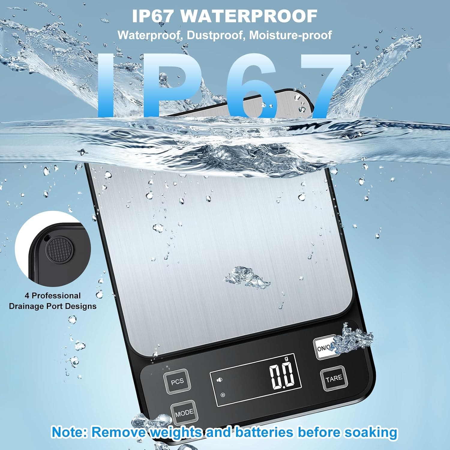 ترازوی آشپزخانه Diyife ضد آب IP67 قابل شارژ با دقت 0.1g/0.01oz ترازوی آشپزخانه Diyife ضد آب IP67 قابل شارژ با دقت 0.1g/0.01oz