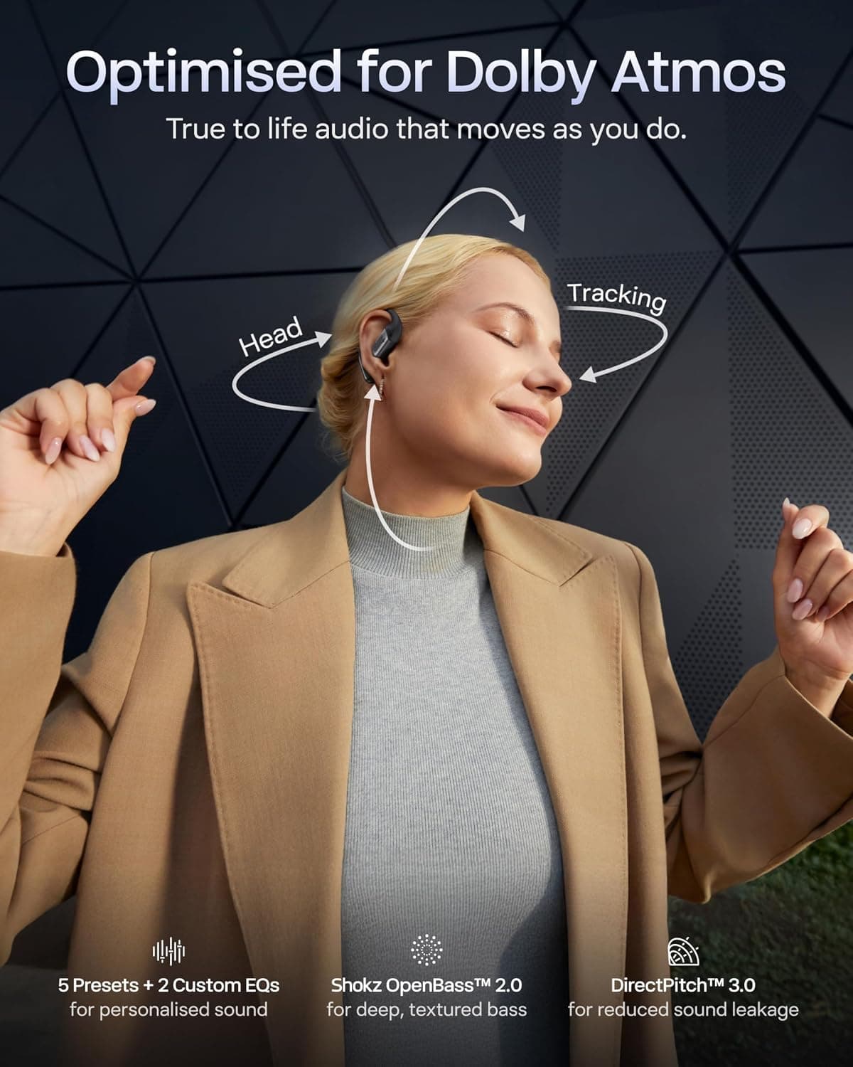 ایرباد بیسیم SHOKZ مدل OpenFit Pro با طراحی گوشباز مشکی ایرباد بیسیم SHOKZ مدل OpenFit Pro با طراحی گوشباز مشکی