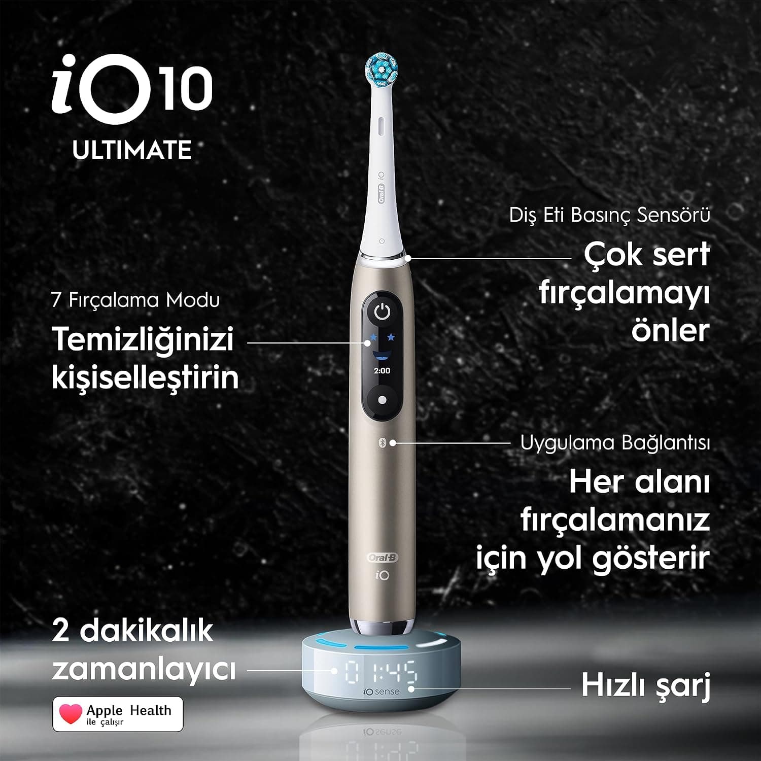 مسواک برقی Oral-B iO10 Gold با 1 سری مسواک، شارژر مغناطیسی سریع، باتری بادوام و کیف مسافرتی شارژر مسواک برقی Oral-B iO10 Gold با 1 سری مسواک، شارژر مغناطیسی سریع، باتری بادوام و کیف مسافرتی شارژر