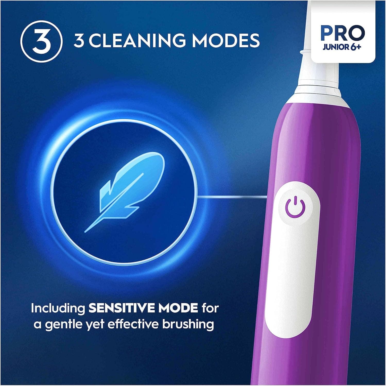 مسواک برقی کودک Oral-B Pro Junior با ۳ حالت و سری یدک، بنفش مسواک برقی کودک Oral-B Pro Junior با ۳ حالت و سری یدک، بنفش