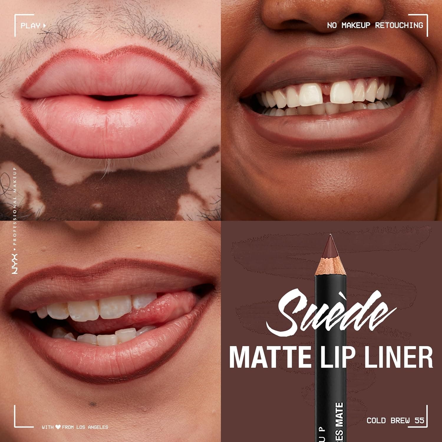 خط لب مات NYX PROFESSIONAL MAKEUP مدل Suede Matte، رنگ Cold Brew 55 خط لب مات NYX PROFESSIONAL MAKEUP مدل Suede Matte، رنگ Cold Brew 55