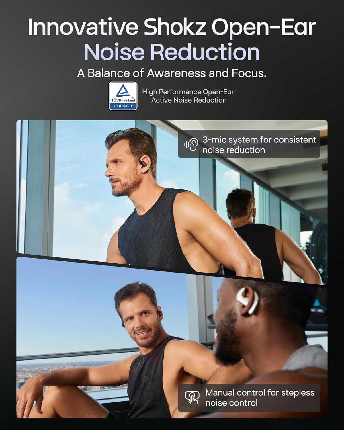 ایرباد بیسیم SHOKZ مدل OpenFit Pro با طراحی گوشباز مشکی ایرباد بیسیم SHOKZ مدل OpenFit Pro با طراحی گوشباز مشکی