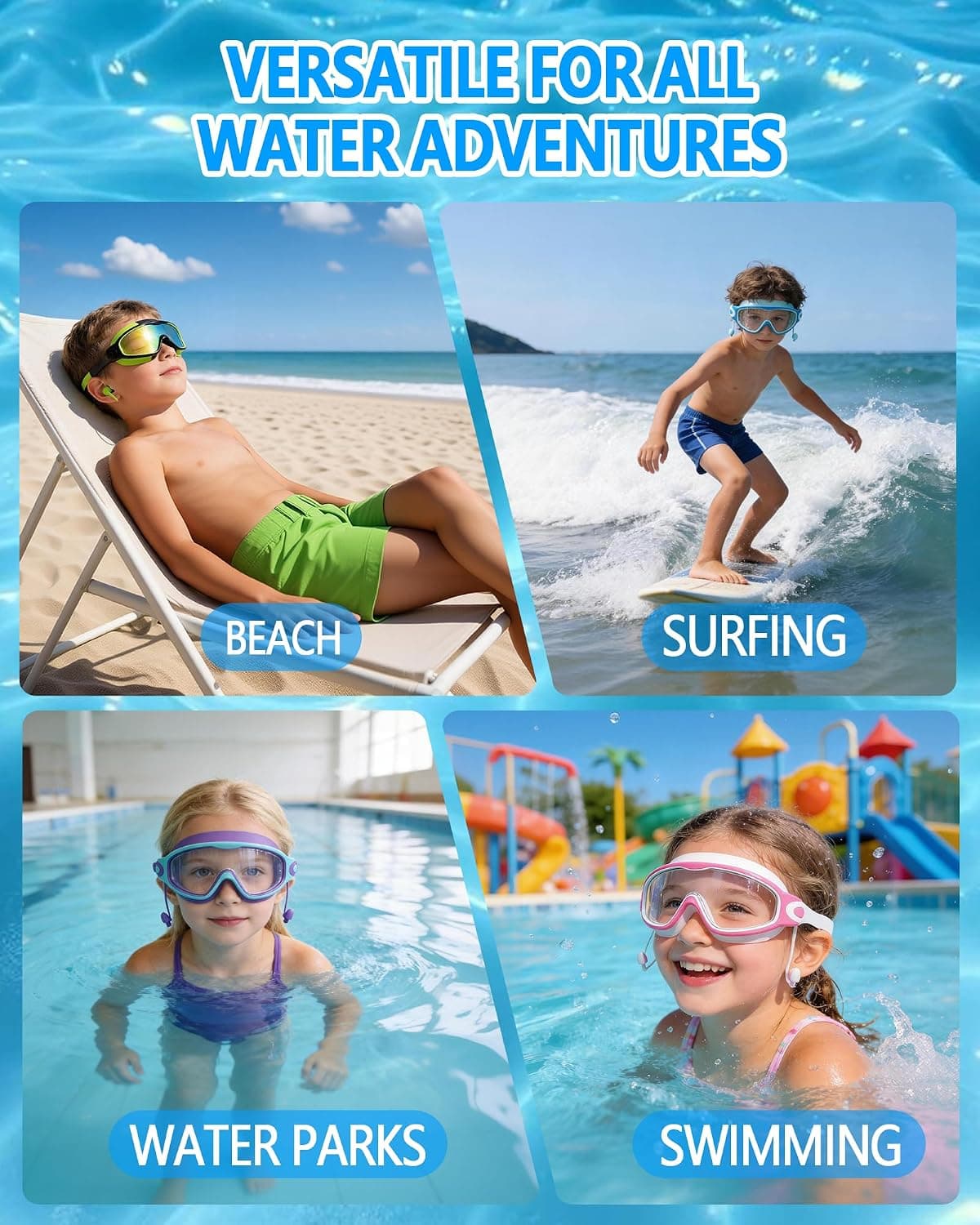 عینک شنای کودک ۳ تا ۱۵ سال YLKJSWIM با گوشگیر، قاب بزرگ ضدبخار و UV 2PCS عینک شنای کودک ۳ تا ۱۵ سال YLKJSWIM با گوشگیر، قاب بزرگ ضدبخار و UV 2PCS