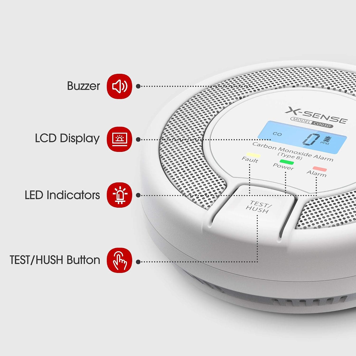 آشکارساز منوکسید کربن X-Sense نمایشگر دیجیتال باتری قابل تعویض مدل CO03D آشکارساز منوکسید کربن X-Sense نمایشگر دیجیتال باتری قابل تعویض مدل CO03D