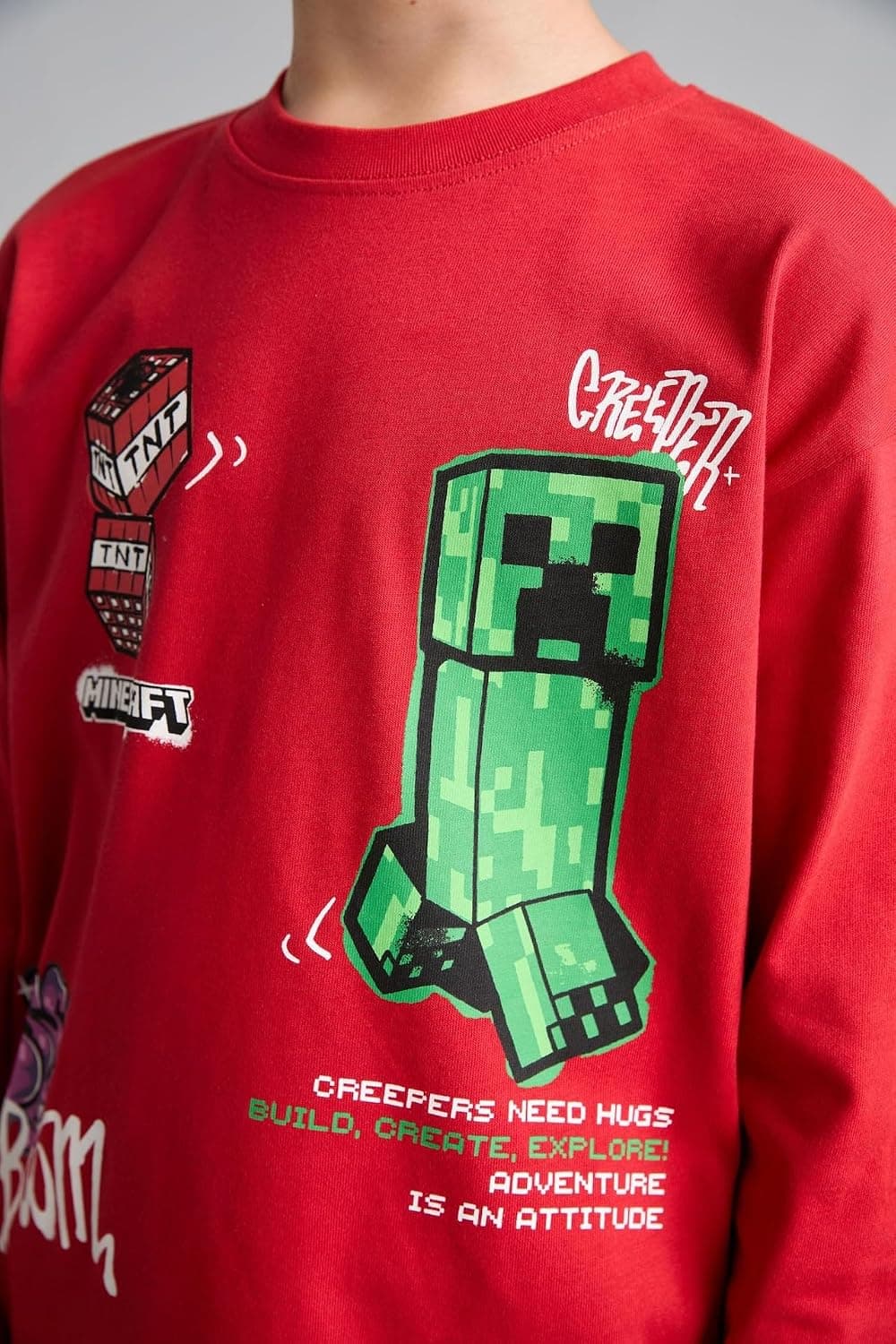 تیشرت پسرانه DeFacto Minecraft لایسنسدار اورسایز آستین بلند قرمز مدل H7998A826AU تیشرت پسرانه DeFacto Minecraft لایسنسدار اورسایز آستین بلند قرمز مدل H7998A826AU
