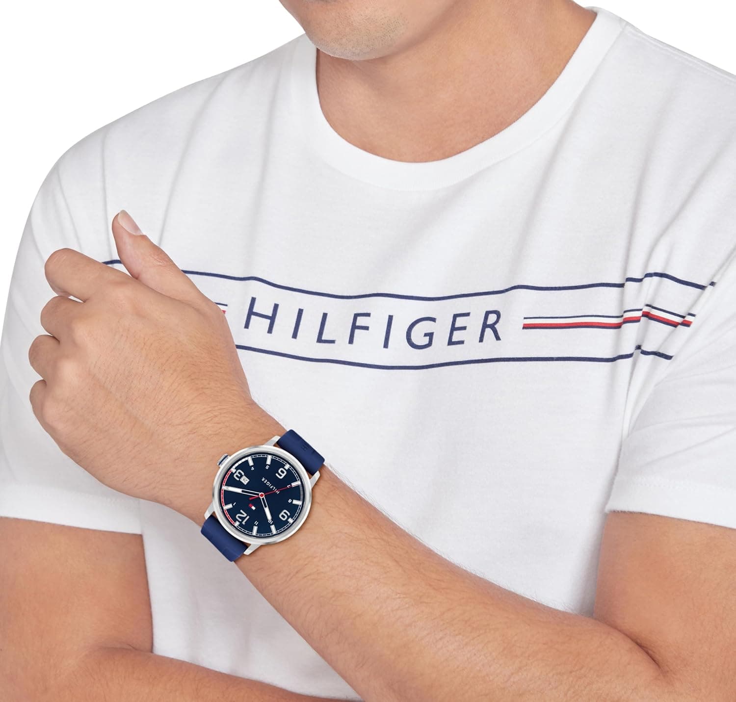 ساعت مردانه Tommy Hilfiger آنالوگ سه عقربه با تقویم بند سیلیکونی Essential ساعت مردانه Tommy Hilfiger آنالوگ سه عقربه با تقویم بند سیلیکونی Essential