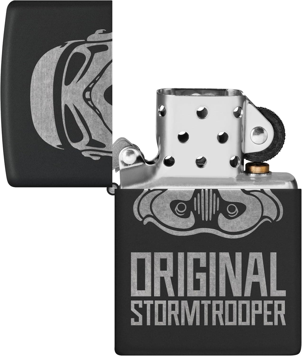 فندک Zippo بادگیر طرح Stormtrooper Helmet مشکی مات با کروم فندک Zippo بادگیر طرح Stormtrooper Helmet مشکی مات با کروم