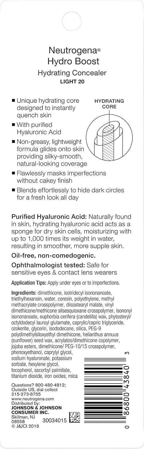 کانسیلر استیکی آبرسان Neutrogena Hydro Boost برای پوست خشک مدل 20 Light کانسیلر استیکی آبرسان Neutrogena Hydro Boost برای پوست خشک مدل 20 Light