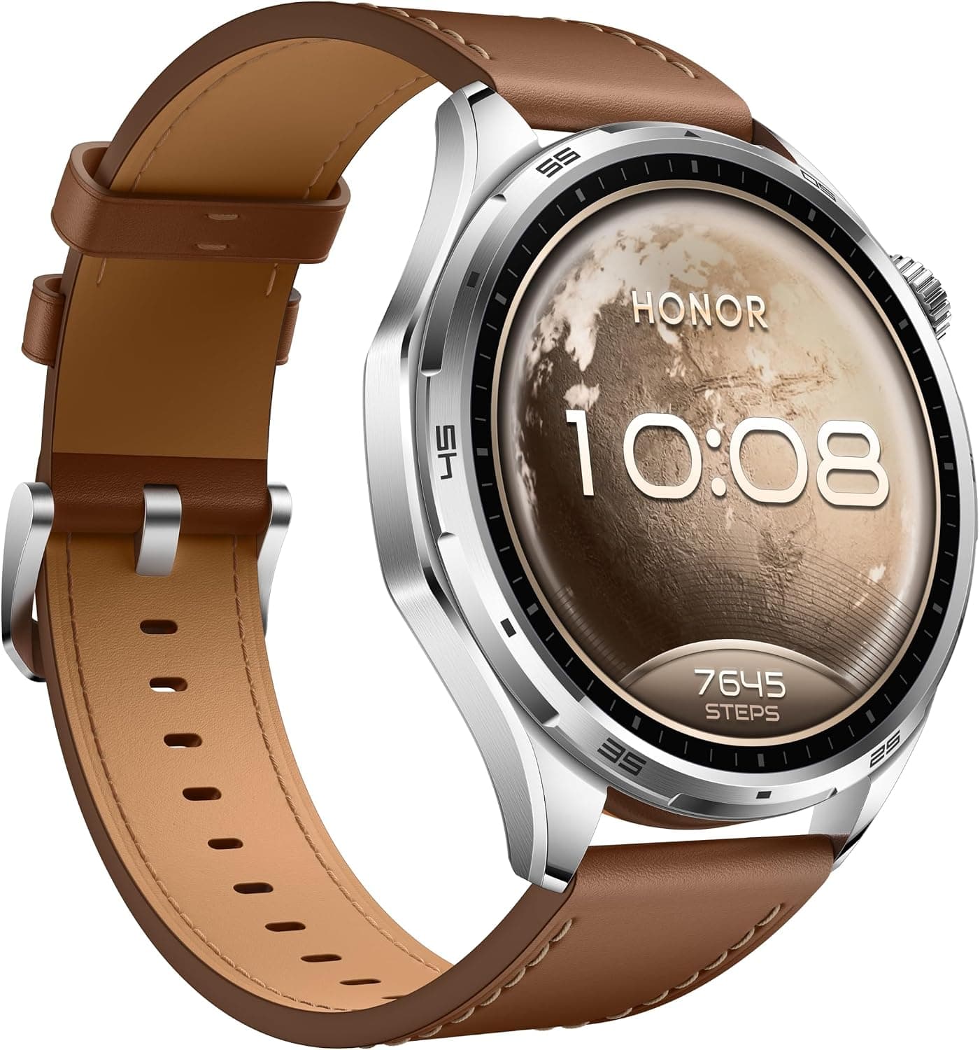 ساعت هوشمند HONOR Watch 6 با بند چرمی قهوهای گرگومیشی ساعت هوشمند HONOR Watch 6 با بند چرمی قهوهای گرگومیشی