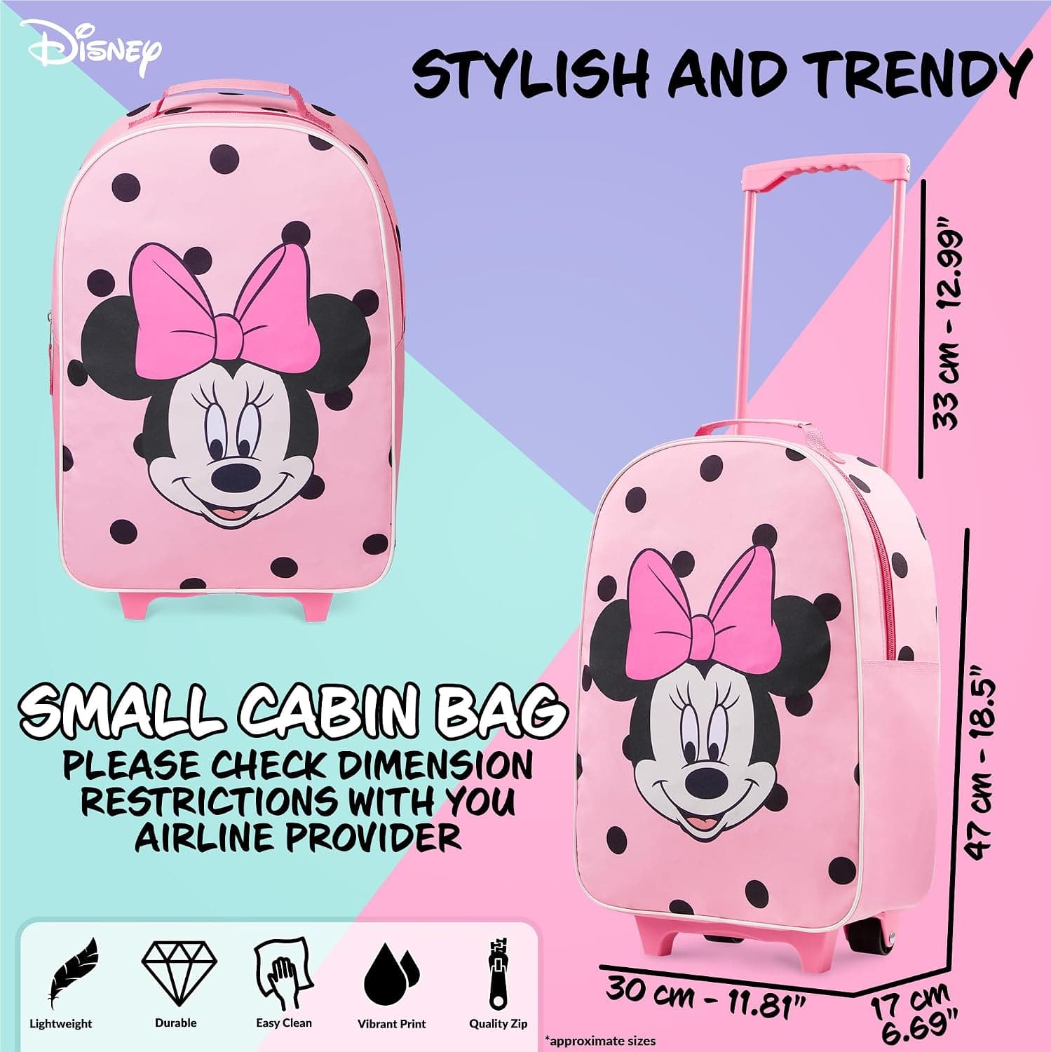 چمدان کابین چرخدار دخترانه Disney مدل Stitch چمدان کابین چرخدار دخترانه Disney مدل Stitch