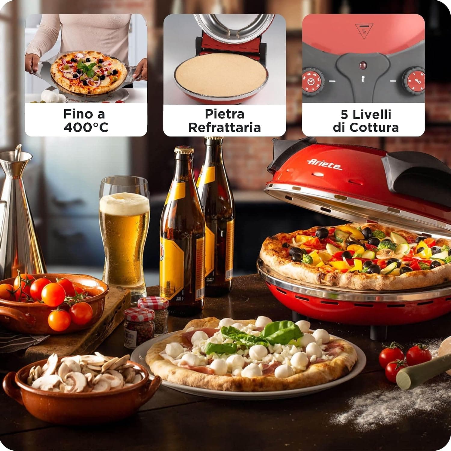 پیتزاپز برقی Ariete با صفحه سنگ نسوز 32cm مدل ART909 پیتزاپز برقی Ariete با صفحه سنگ نسوز 32cm مدل ART909