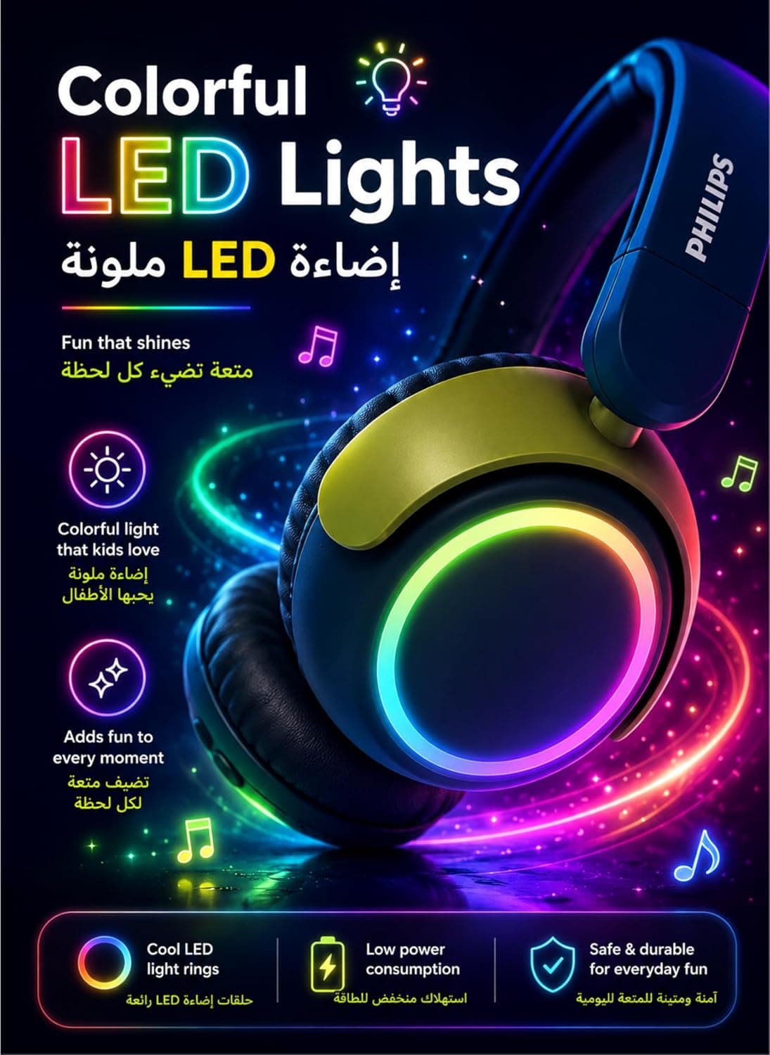 هدفون بیسیم کودکان Philips محدودیت صدا باتری ۴۵ ساعته فیروزهای مدل TAK4200CT هدفون بیسیم کودکان Philips محدودیت صدا باتری ۴۵ ساعته فیروزهای مدل TAK4200CT