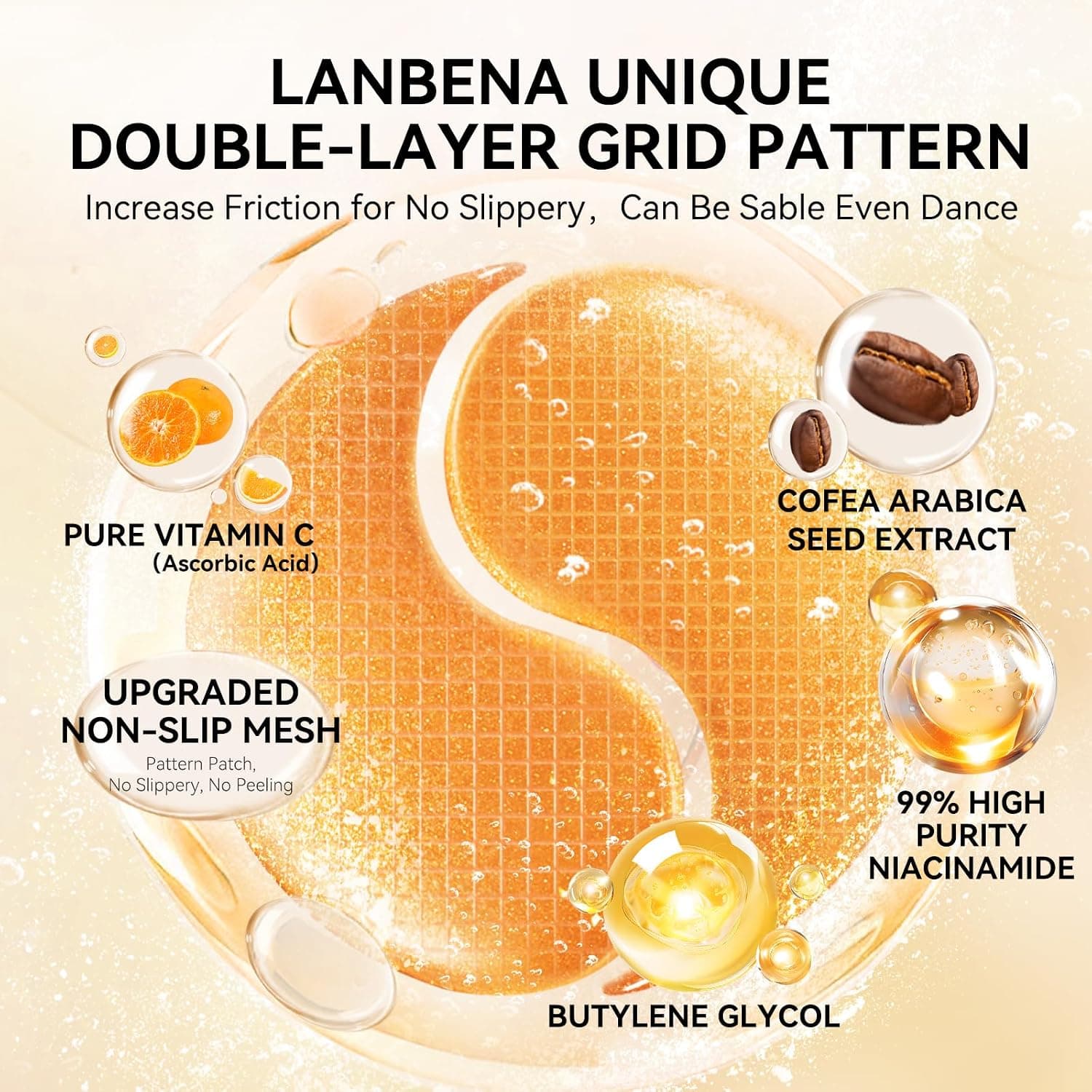 پچ زیر چشم ژلماسک ویتامین C LANBENA، 30 جفت پچ زیر چشم ژلماسک ویتامین C LANBENA، 30 جفت