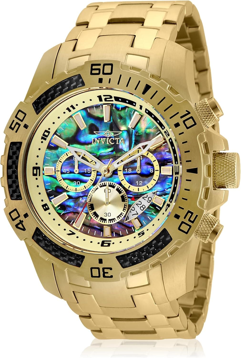 ساعت مچی مردانه Invicta Pro Diver Scuba کوارتز کرنوگراف با قاب فیبر کربن، صفحه آبالون و بند فلزی 50mm ساعت مچی مردانه Invicta Pro Diver Scuba کوارتز کرنوگراف با قاب فیبر کربن، صفحه آبالون و بند فلزی 50mm