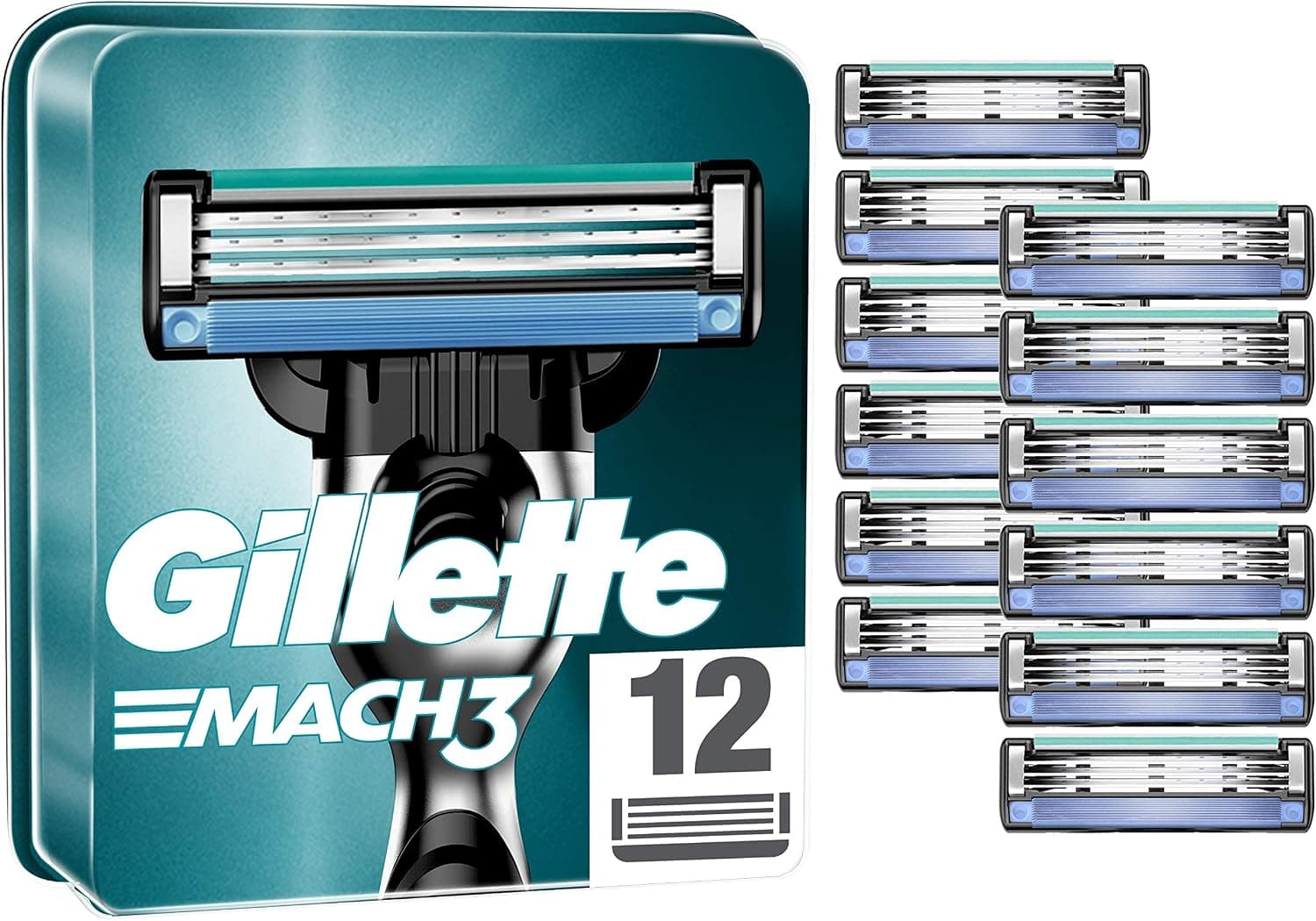 تیغ یدک مردانه Gillette مدل Mach3 بسته 12 عددی با نوار Lubrastrip تیغ یدک مردانه Gillette مدل Mach3 بسته 12 عددی با نوار Lubrastrip