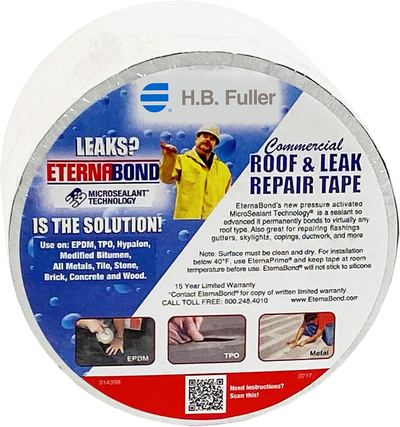 نوار آببندی سقف EternaBond RoofSeal سفید 4" x25' مدل EB-RW040-25R نوار آببندی سقف EternaBond RoofSeal سفید 4" x25' مدل EB-RW040-25R