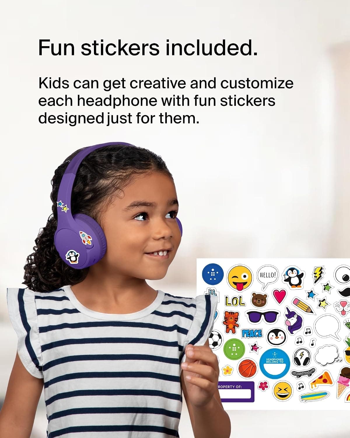 هدفون بیسیم کودکانه Belkin مدل SoundForm Mini با میکروفون داخلی بنفش هدفون بیسیم کودکانه Belkin مدل SoundForm Mini با میکروفون داخلی بنفش