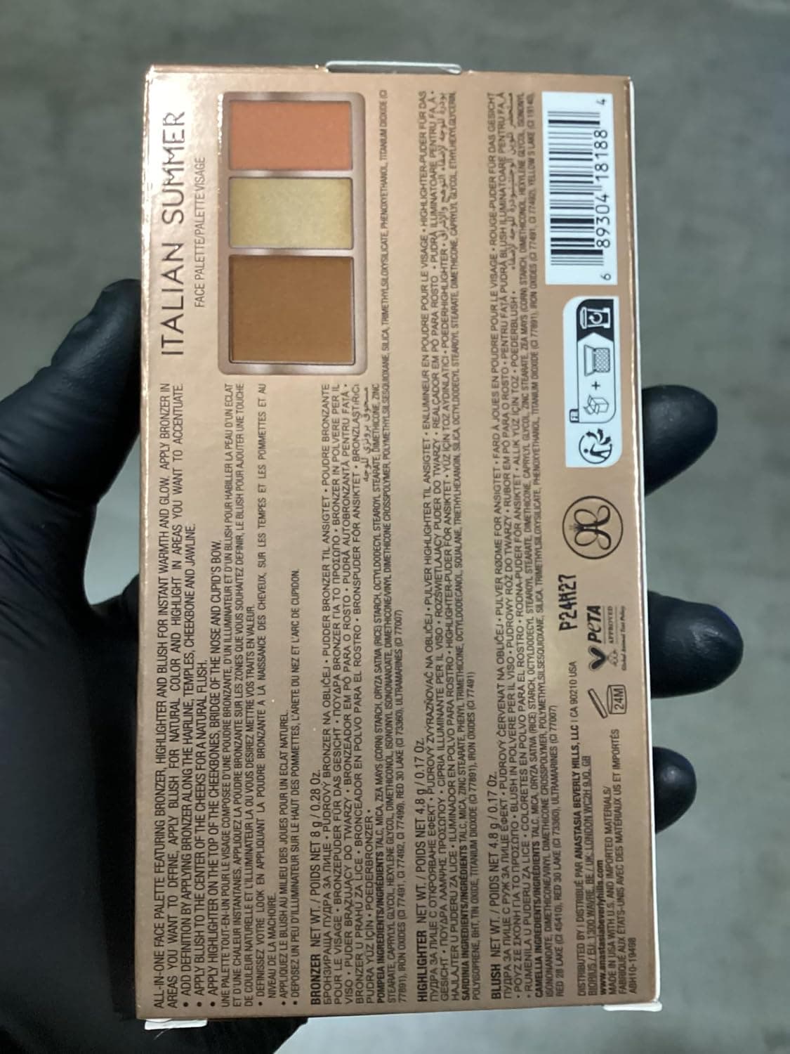 پالت آرایش صورت Anastasia Beverly Hills برنزر، هایلایتر و رژگونه رنگ Italian Summer (Fair-Light) 17.6g/0.62oz پالت آرایش صورت Anastasia Beverly Hills برنزر، هایلایتر و رژگونه رنگ Italian Summer (Fair-Light) 17.6g/0.62oz