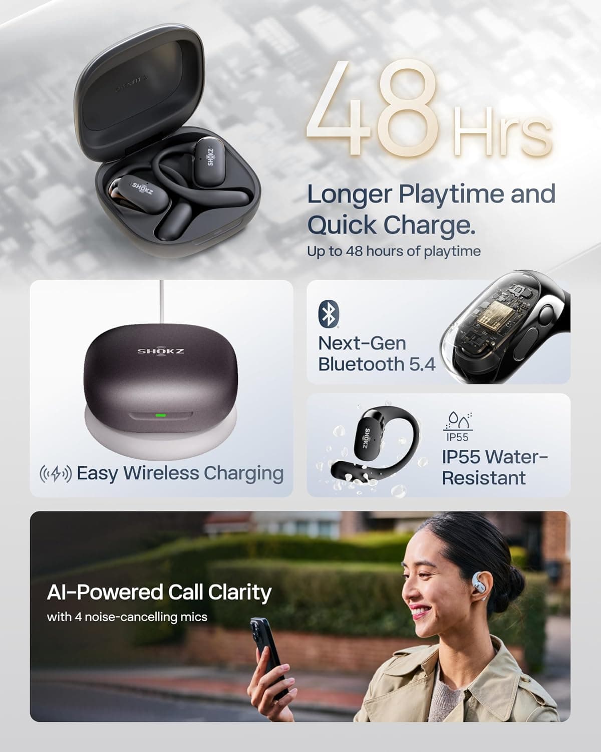 هدفون SHOKZ گوشباز مدل OpenFit 2+ مشکی هدفون SHOKZ گوشباز مدل OpenFit 2+ مشکی