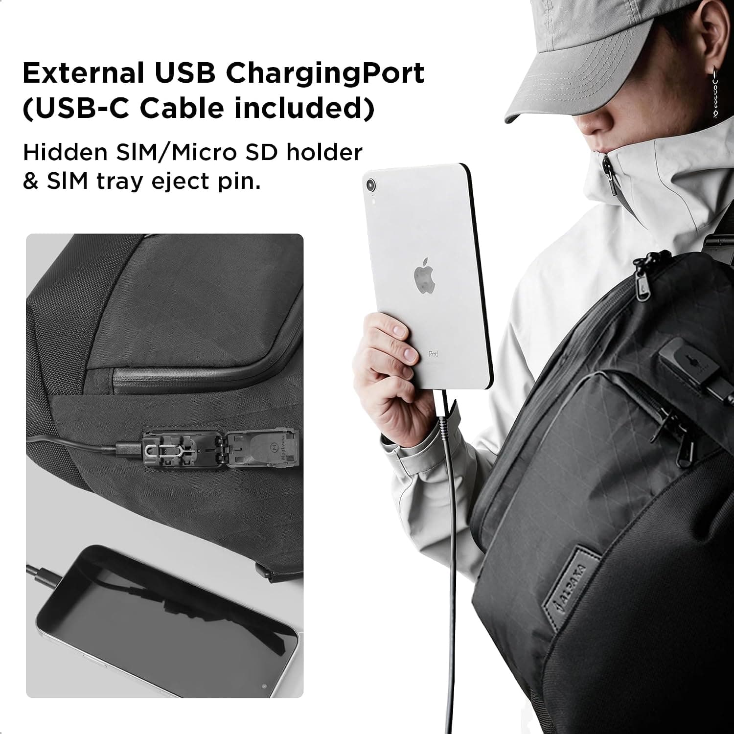 کیف لپتاپ اسلینگ مردانه ALPAKA با مسدودسازی RFID، سگک Maglockz، زیپهای قفلشونده و درگاه USB خارجی 8L مدل Bravo Sling Max کیف لپتاپ اسلینگ مردانه ALPAKA با مسدودسازی RFID، سگک Maglockz، زیپهای قفلشونده و درگاه USB خارجی 8L مدل Bravo Sling Max