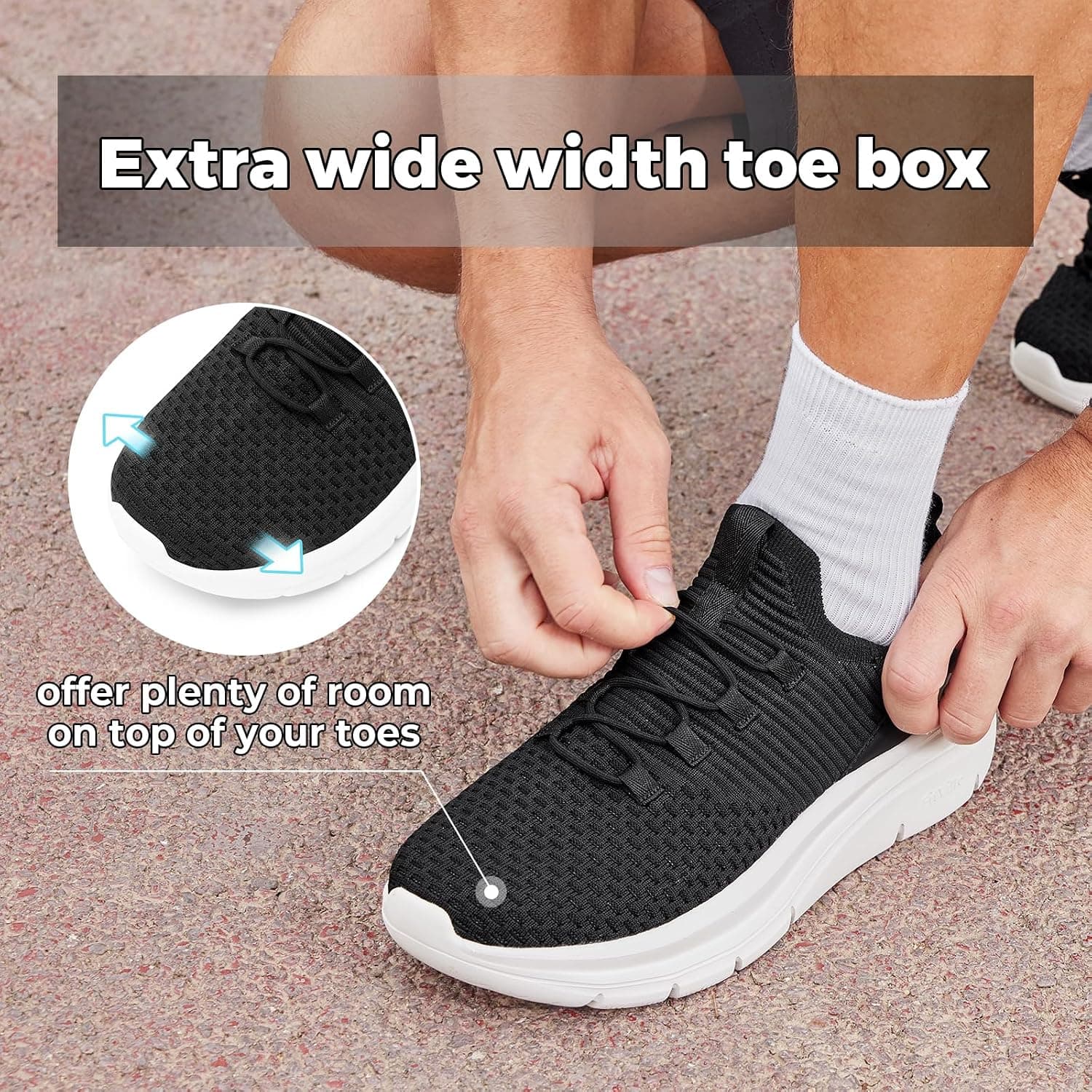 کفش کتانی مردانه FitVille بدون بند، پنجهپهن، سبک و تنفسپذیر کفش کتانی مردانه FitVille بدون بند، پنجهپهن، سبک و تنفسپذیر