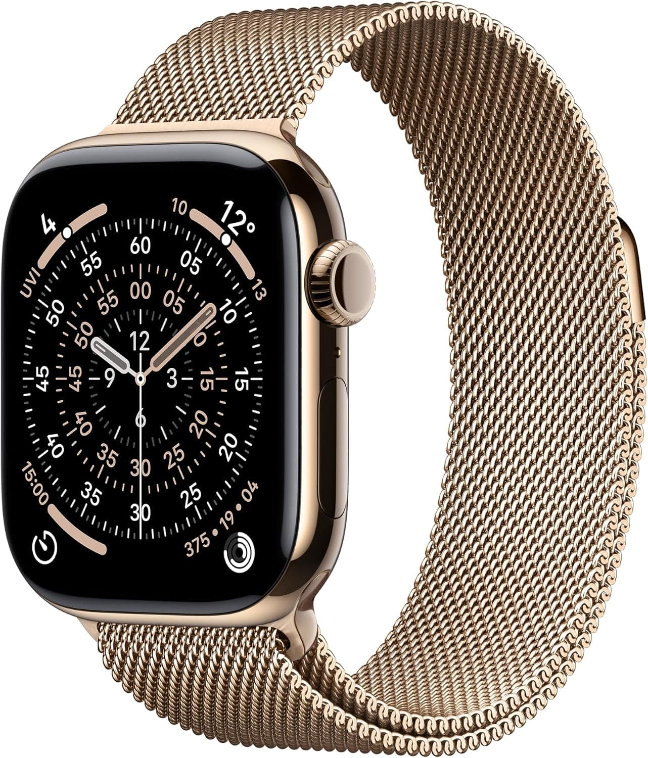 ساعت هوشمند Apple Watch Series 11 GPS + Cellular 42mm با بدنه تیتانیومی طلایی و بند میلانی طلایی ساعت هوشمند Apple Watch Series 11 GPS + Cellular 42mm با بدنه تیتانیومی طلایی و بند میلانی طلایی