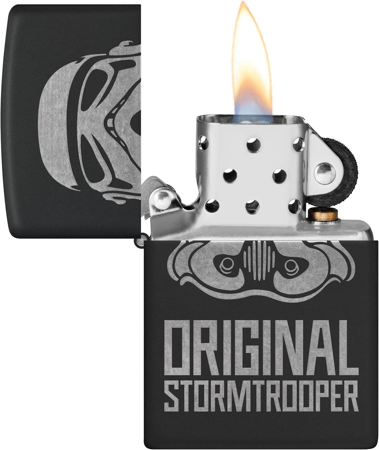 فندک Zippo بادگیر طرح Stormtrooper Helmet مشکی مات با کروم فندک Zippo بادگیر طرح Stormtrooper Helmet مشکی مات با کروم